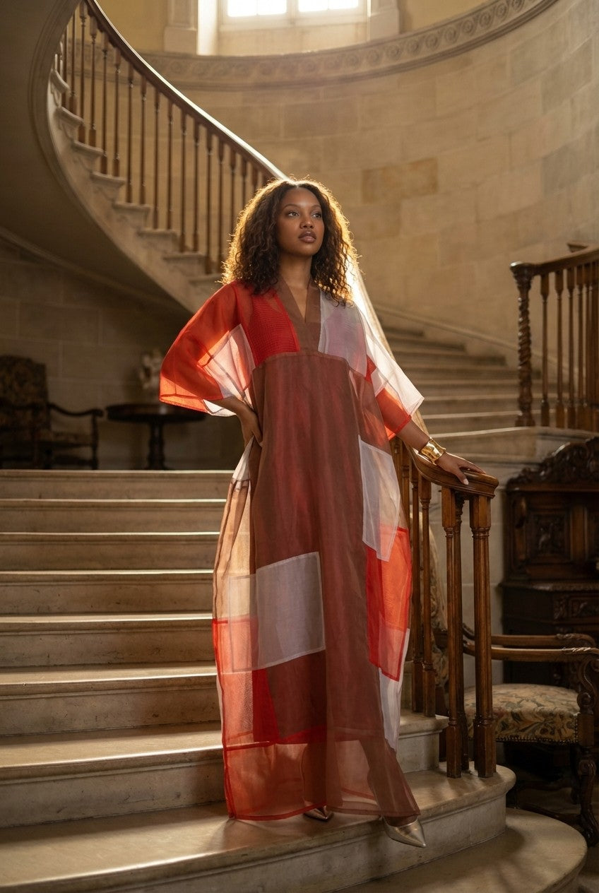 Solara Sheer Colorblock Resort Cover-Up Dress