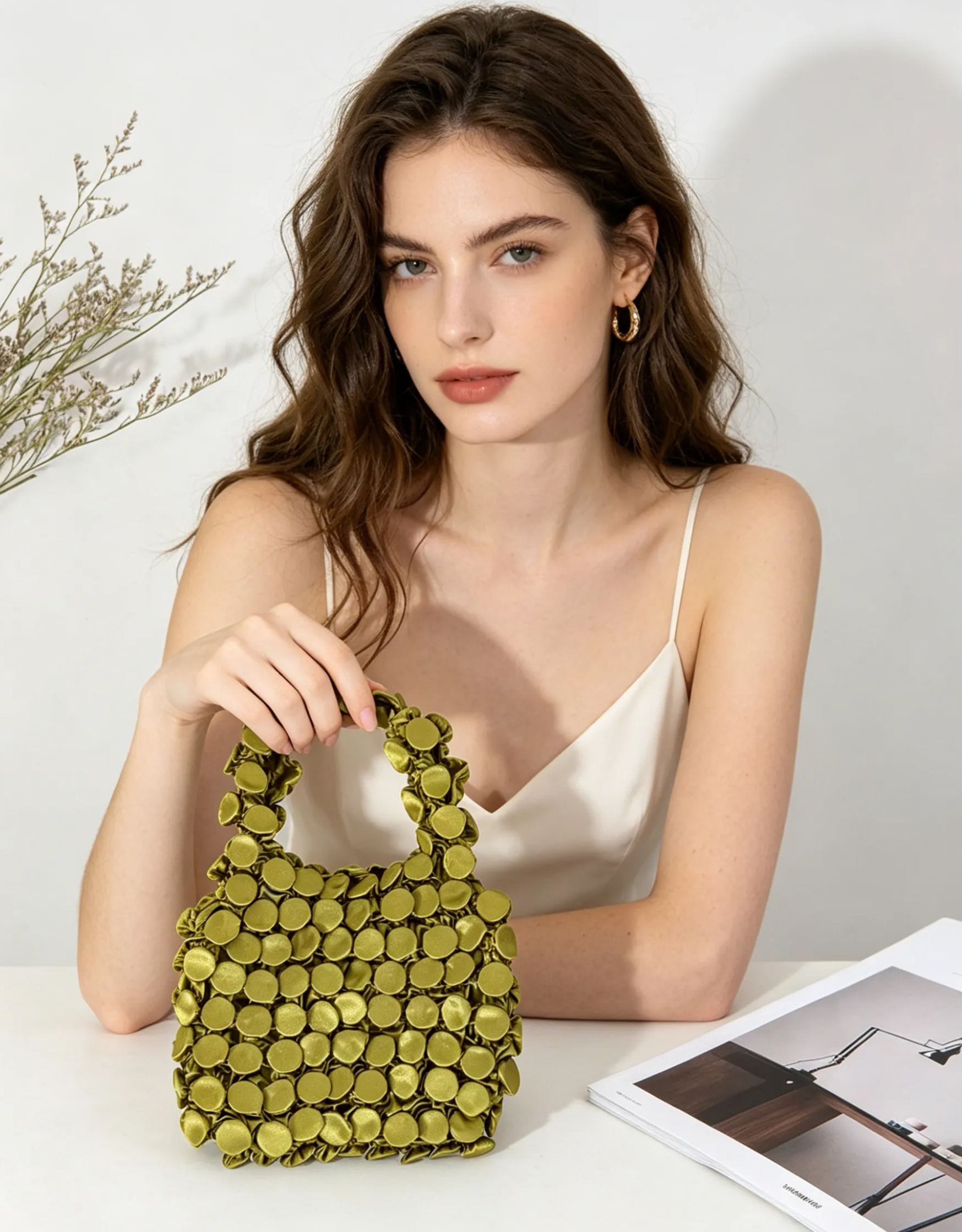 Stretchy Bubble Petal Pleat Handbag