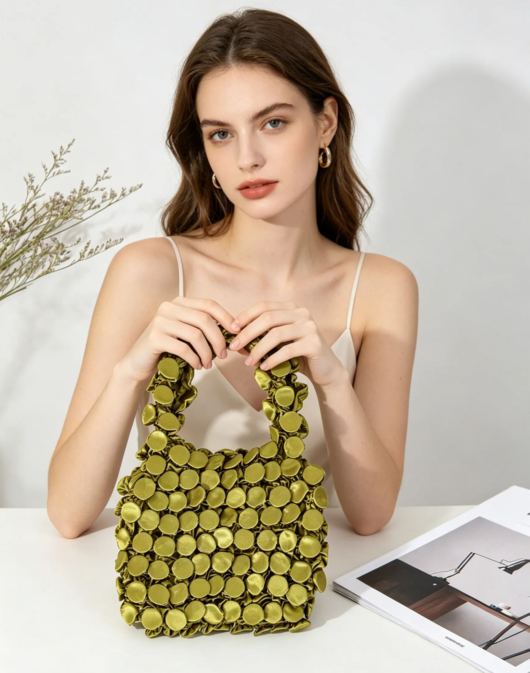 Stretchy Bubble Petal Pleat Handbag