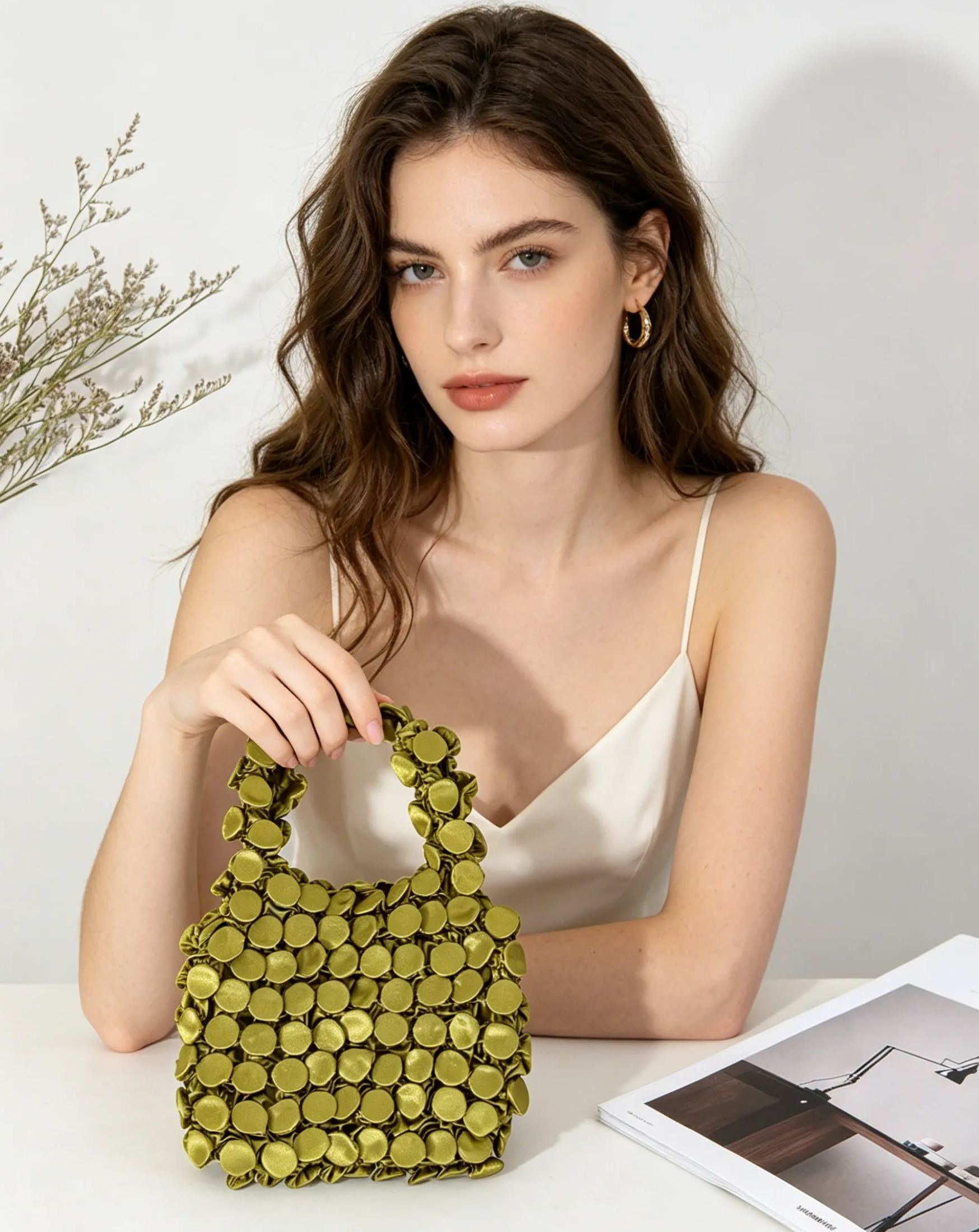 Stretchy Bubble Petal Pleat Handbag