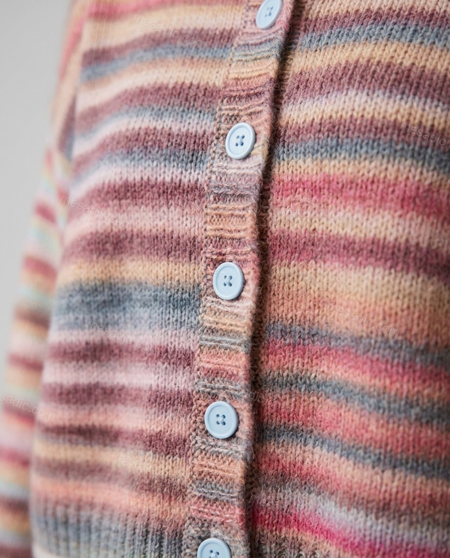 Pink Striped Knit Pants Set, close-up of striped, by mesadic.com