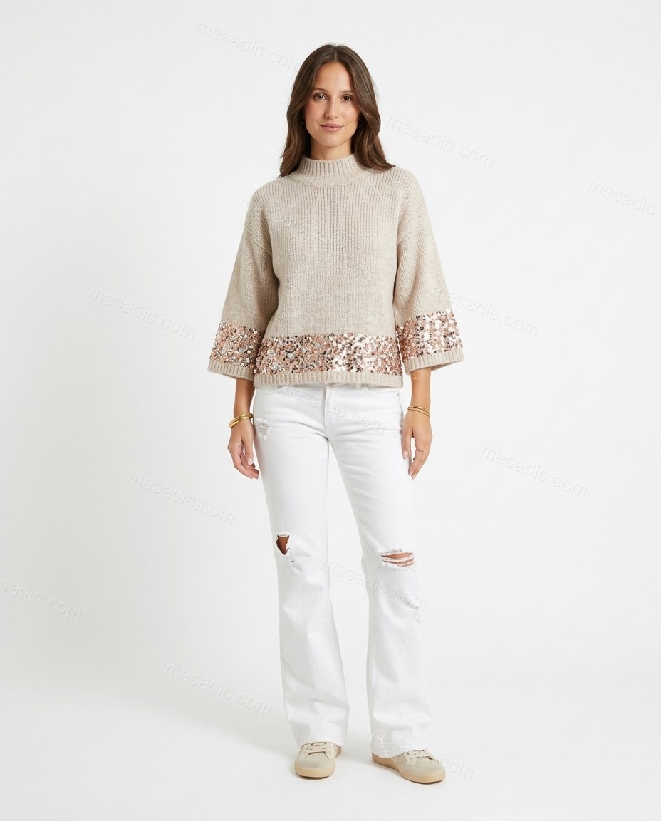 White Knit Ribbed Two-Piece Set, side and back studio view, by mesadic.com