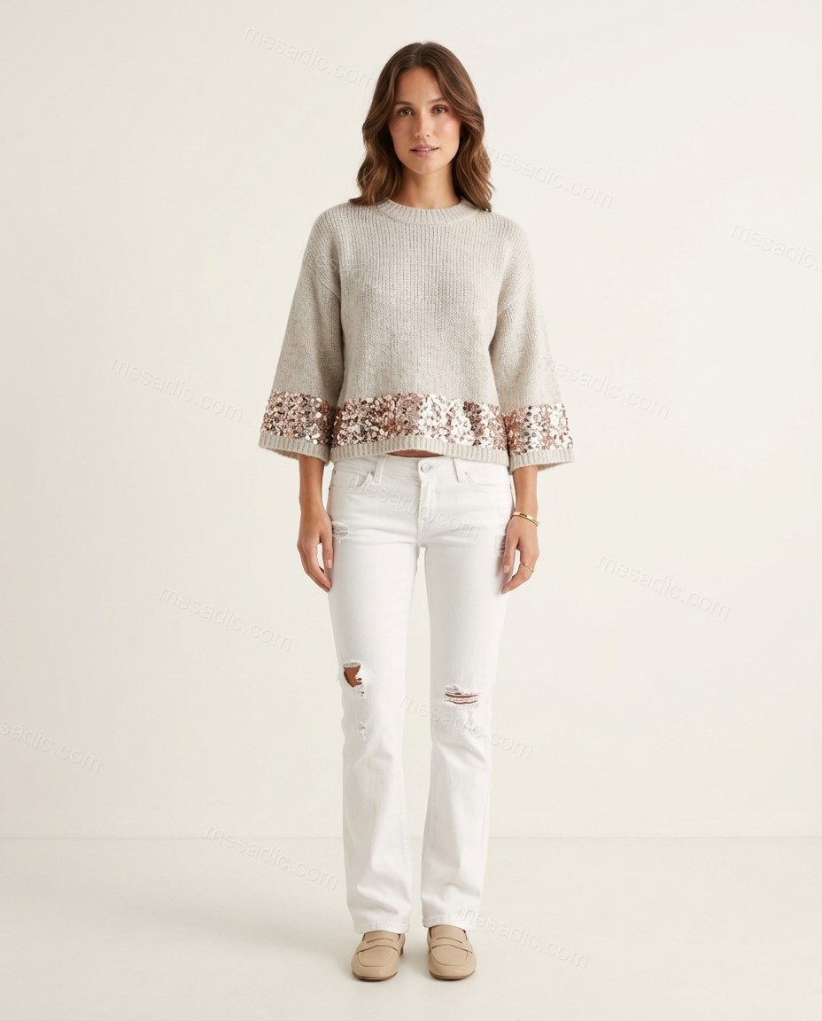 White Knit Ribbed Two-Piece Set, front studio view, by mesadic.com