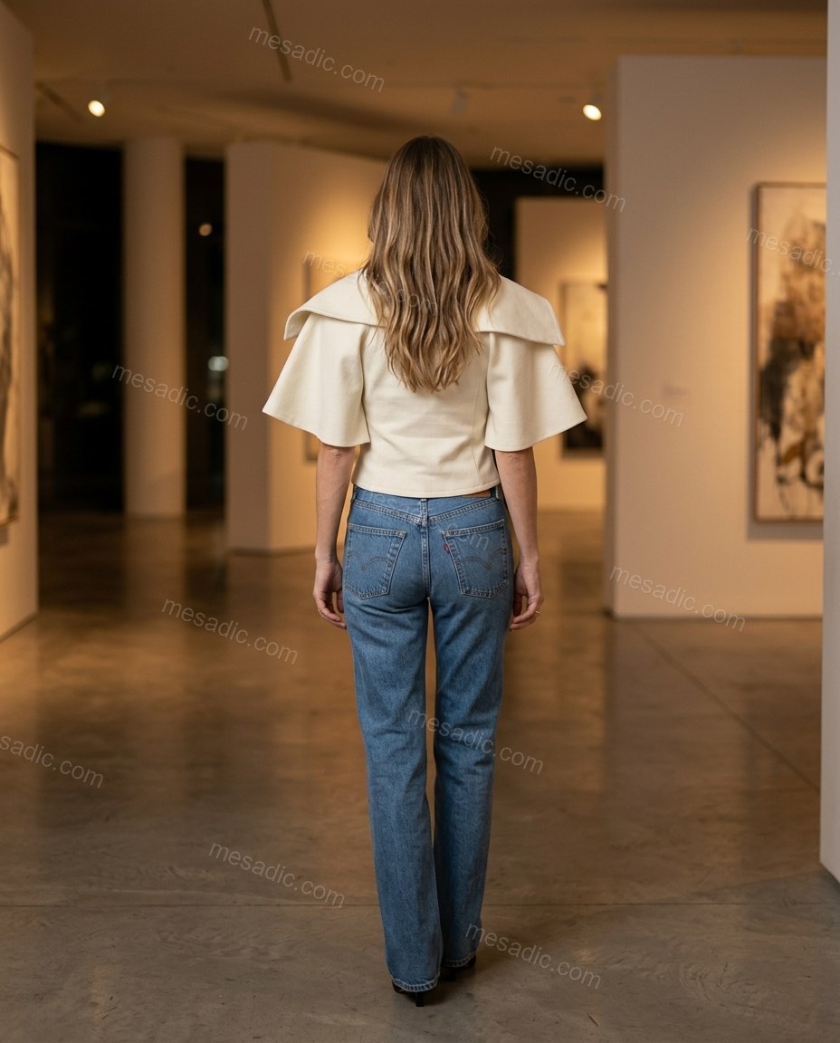 Cream Top & Shorts Set, alternate use-case lifestyle view, by mesadic.com