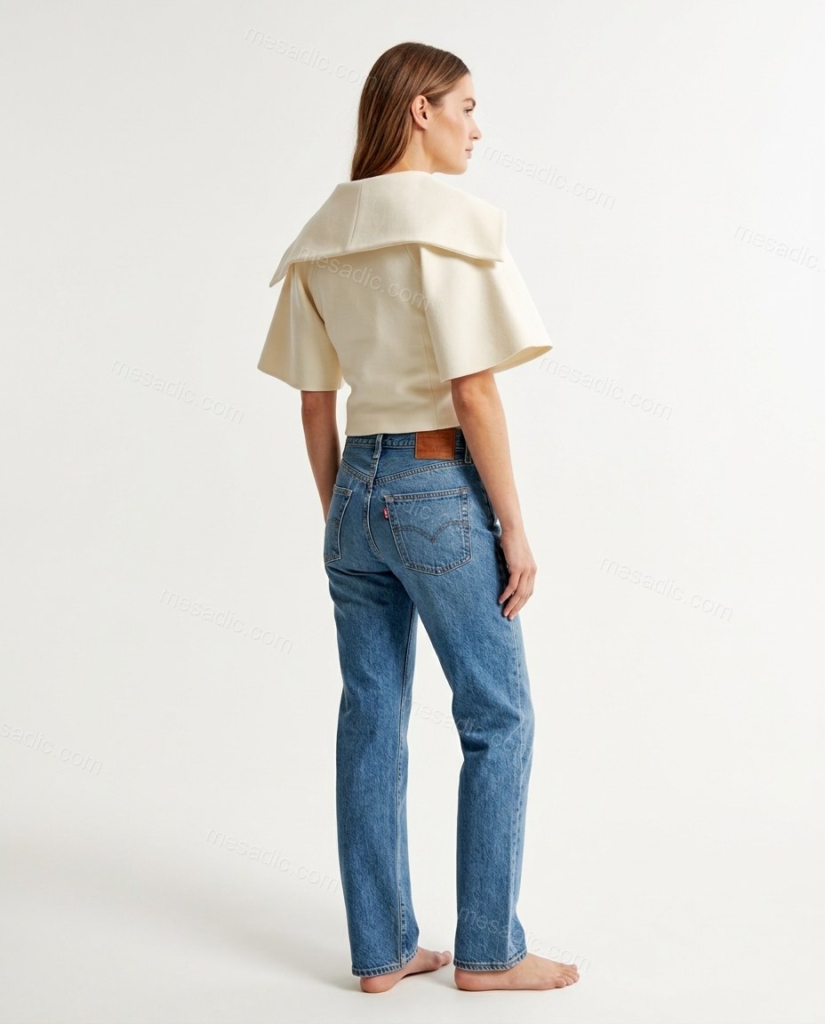 Cream Top & Shorts Set, back studio view, by mesadic.com