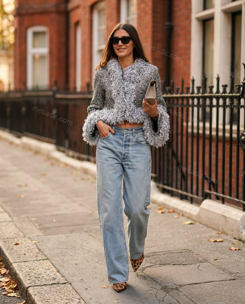 Light Blue Denim Pants, full-length hero view, by mesadic.com