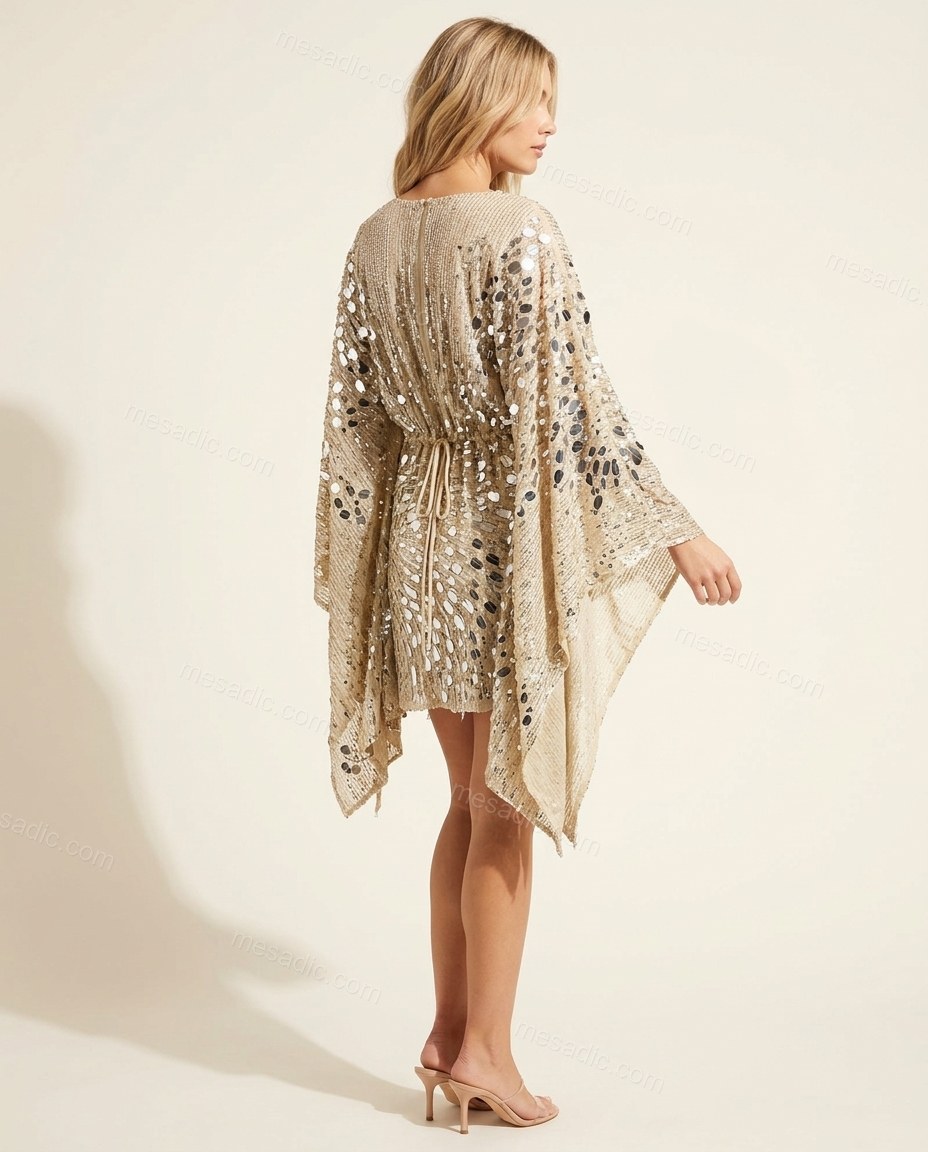 Champagne Mini Dress, back studio view, by mesadic.com