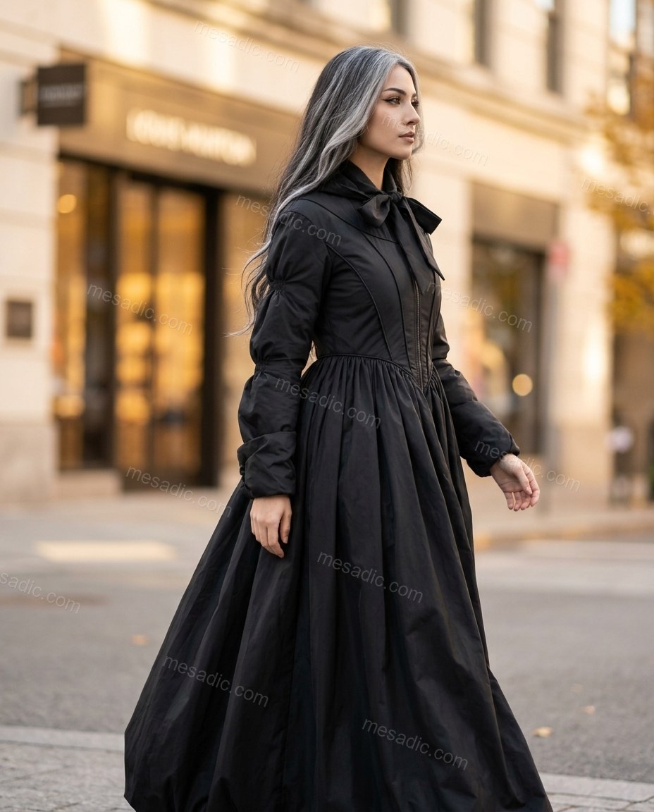 Black Coat, three-quarter brand lifestyle view, by mesadic.com
