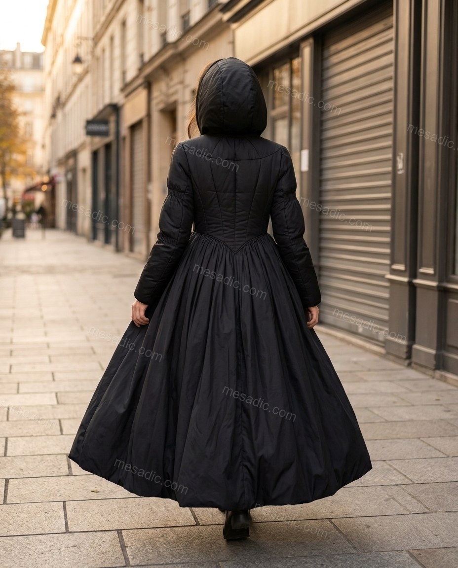 Black Coat, movement and fit lifestyle view, by mesadic.com
