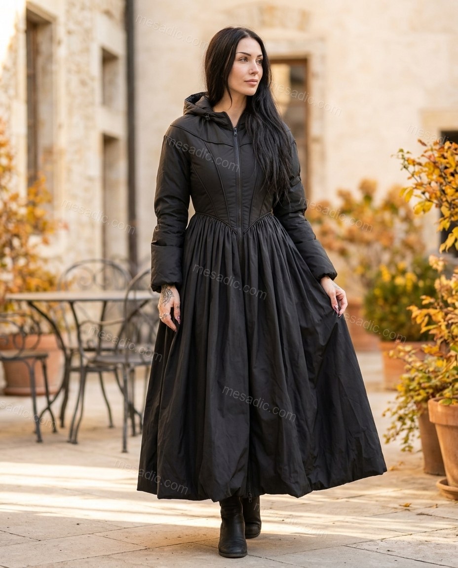 Black Coat, alternate use-case lifestyle view, by mesadic.com