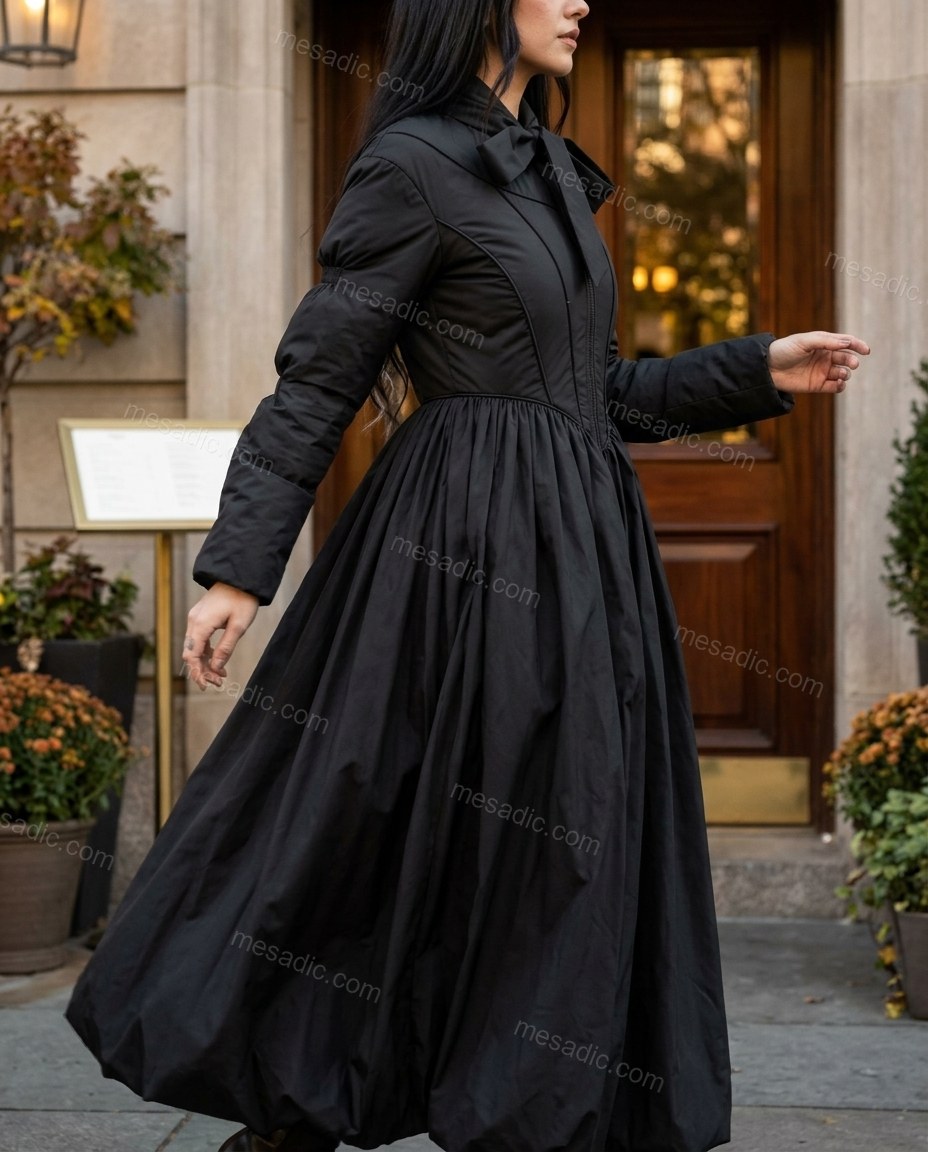 Black Coat, walking lifestyle view, by mesadic.com
