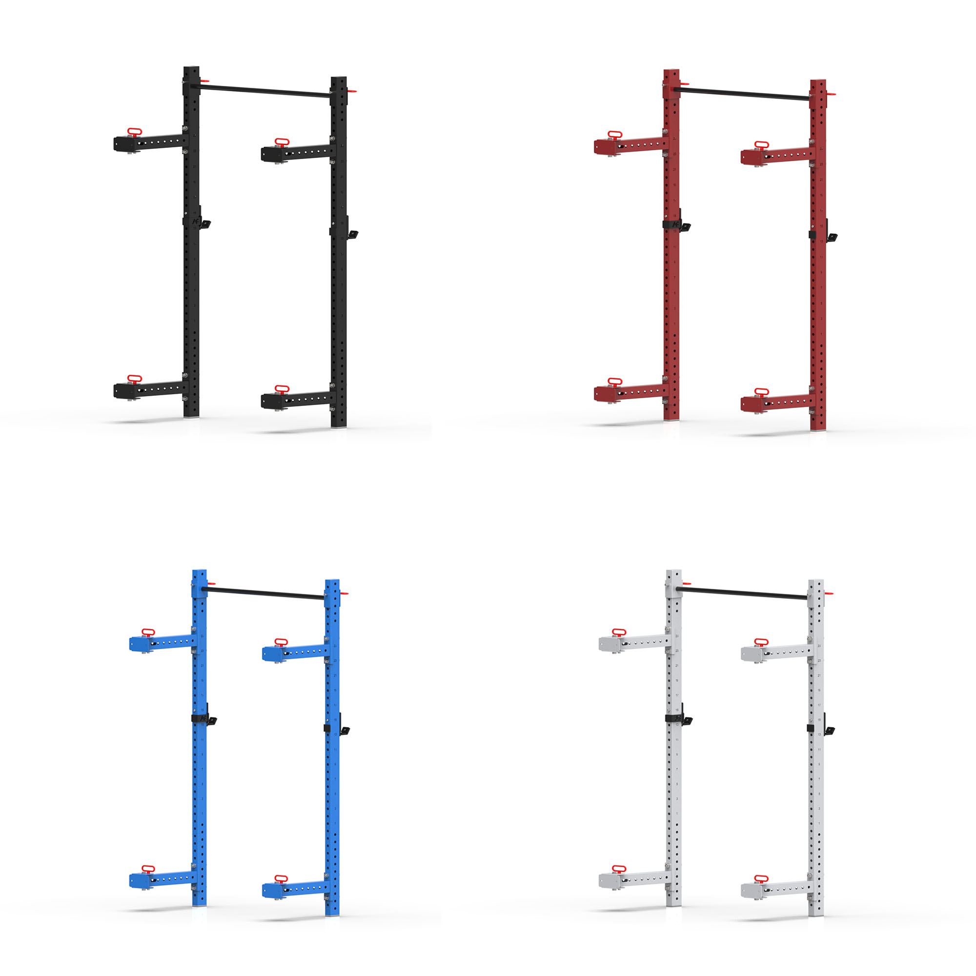 WS1004-Z Adjustable Power Rack Home Gym System Folding Squat Wall Mounted with Pull-Up Bar