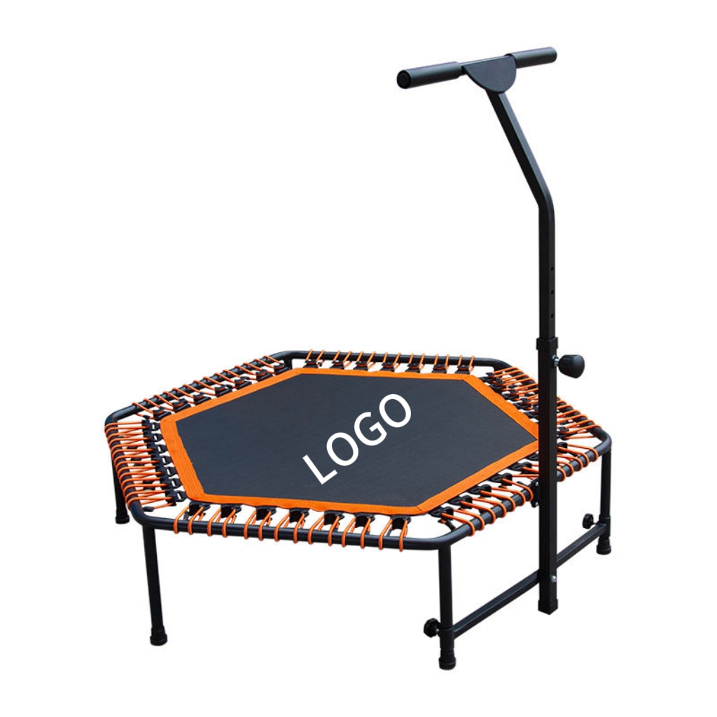 WTF004 Gym Trampoline for Kids Fitness with Adjustable Foam Handle Indoor Rebounder Trampoline for Adults