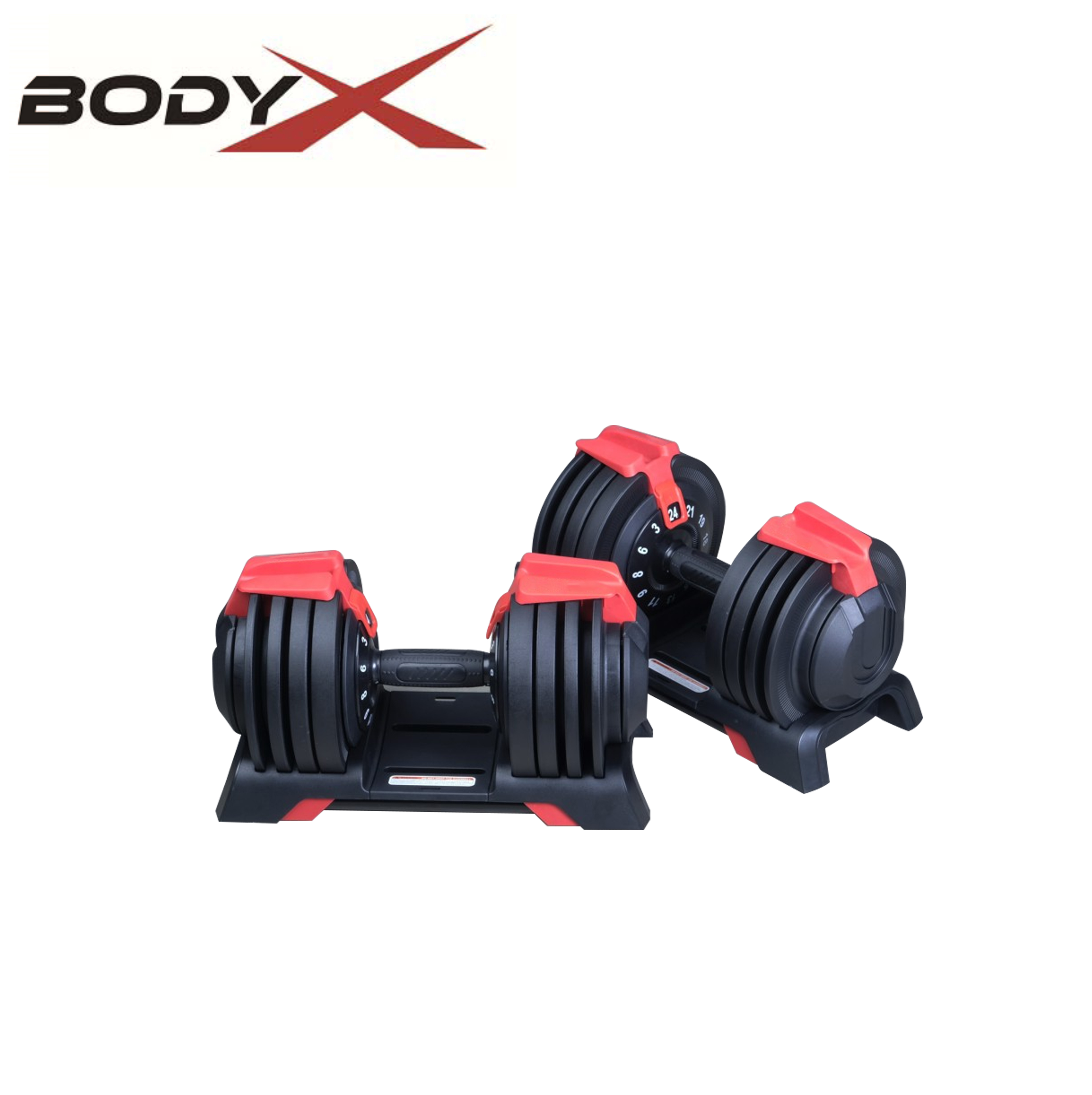 BEAD003 Elite Adjustable Dumbbells 3-24kg Red (pair)