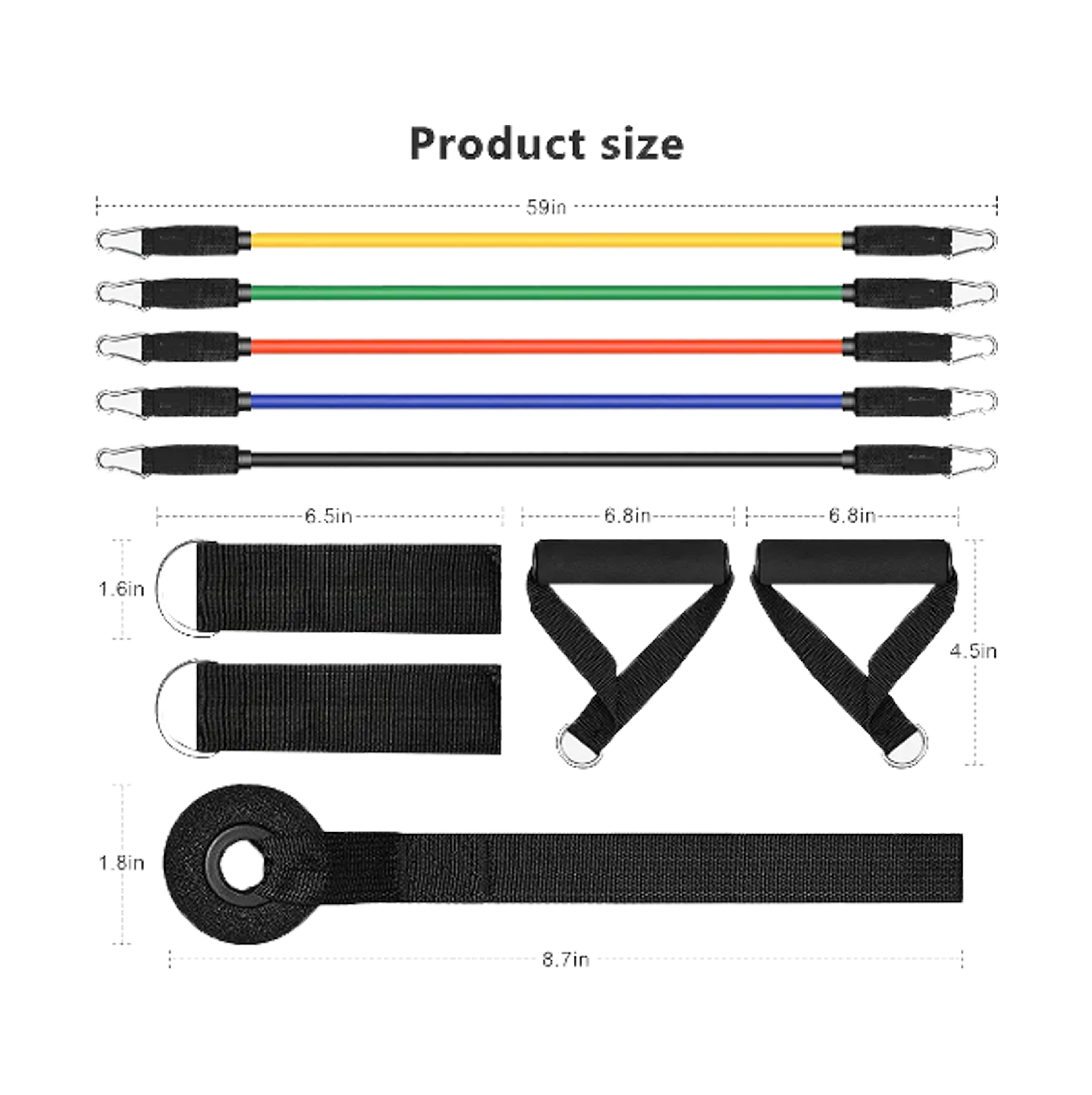 BR000 Workout Training Tubes Exercise 11 Pcs Resistance Bands Body Building Accessories Customized logo Heavy Duty Resistance Band Set