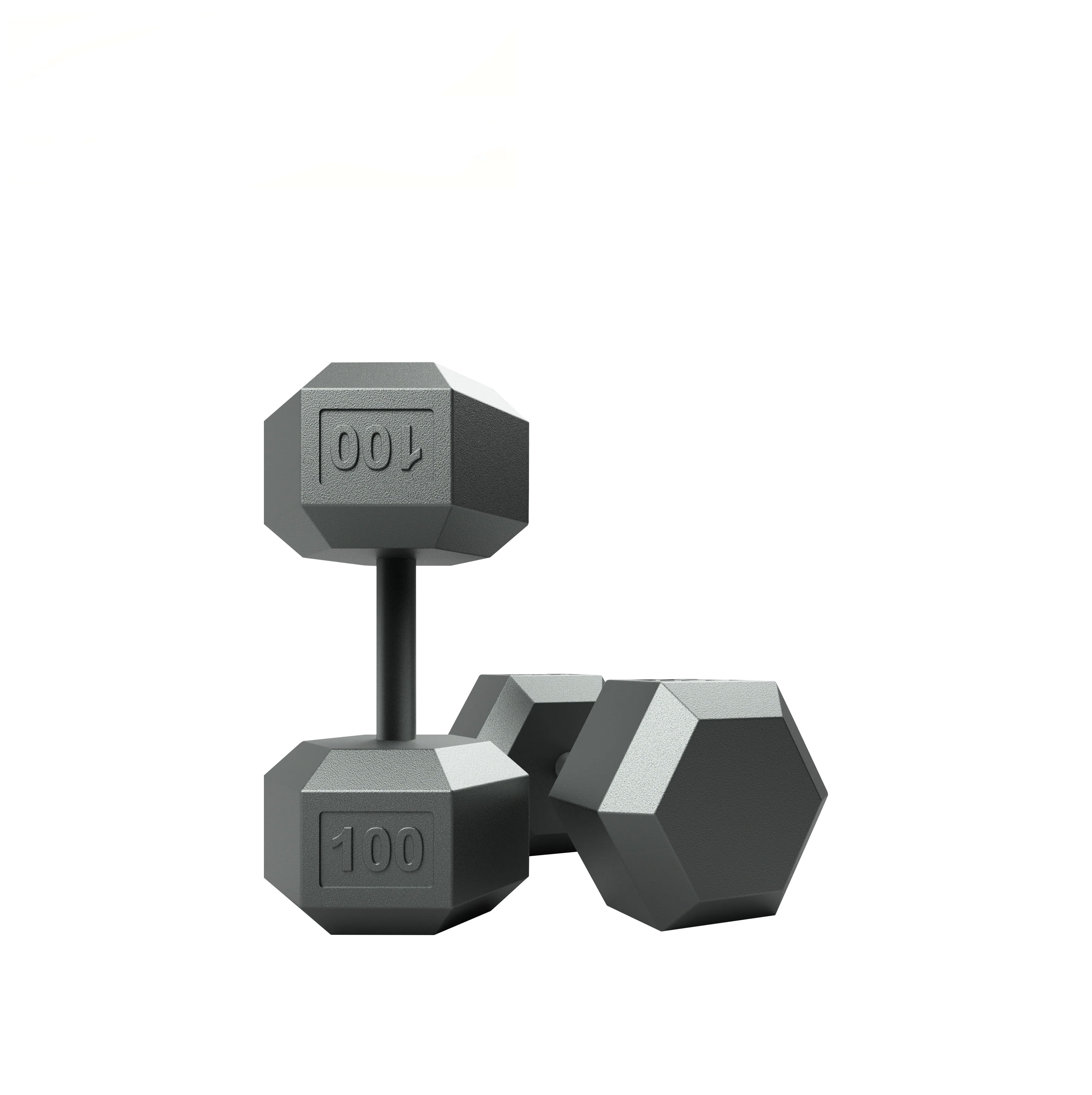BIDH140 Commercial Hexagon Dumbbells Set 5lb to 100lb Gym Equipment Free Weights Rubber Coated Cast Iron Hex Dumbbells
