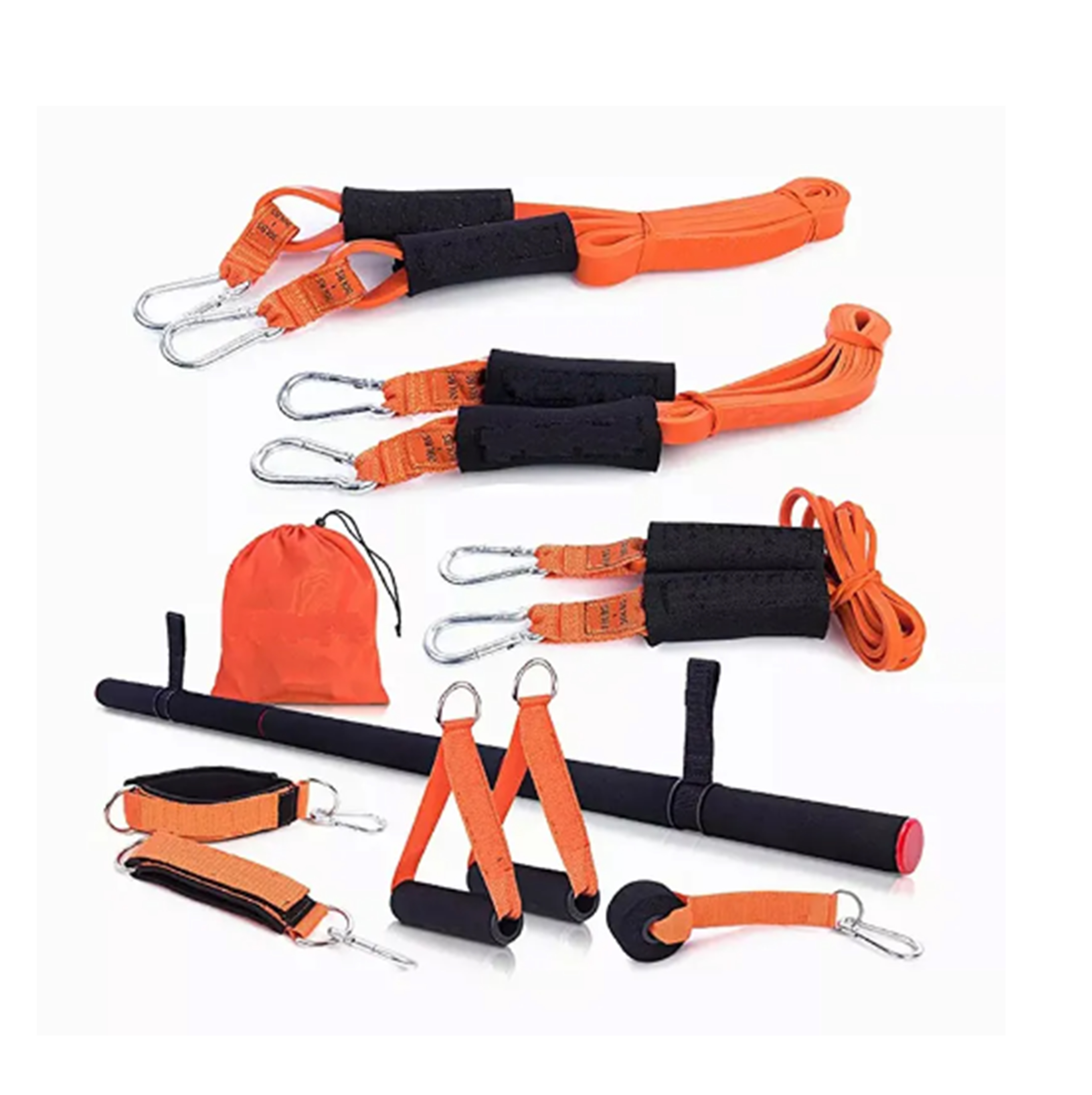 BR246 Factory Sell 11pcs pink Full-workout Resistance bar and Bands Set Yoga Pilates Fitness Latex Unbreakable 230lb