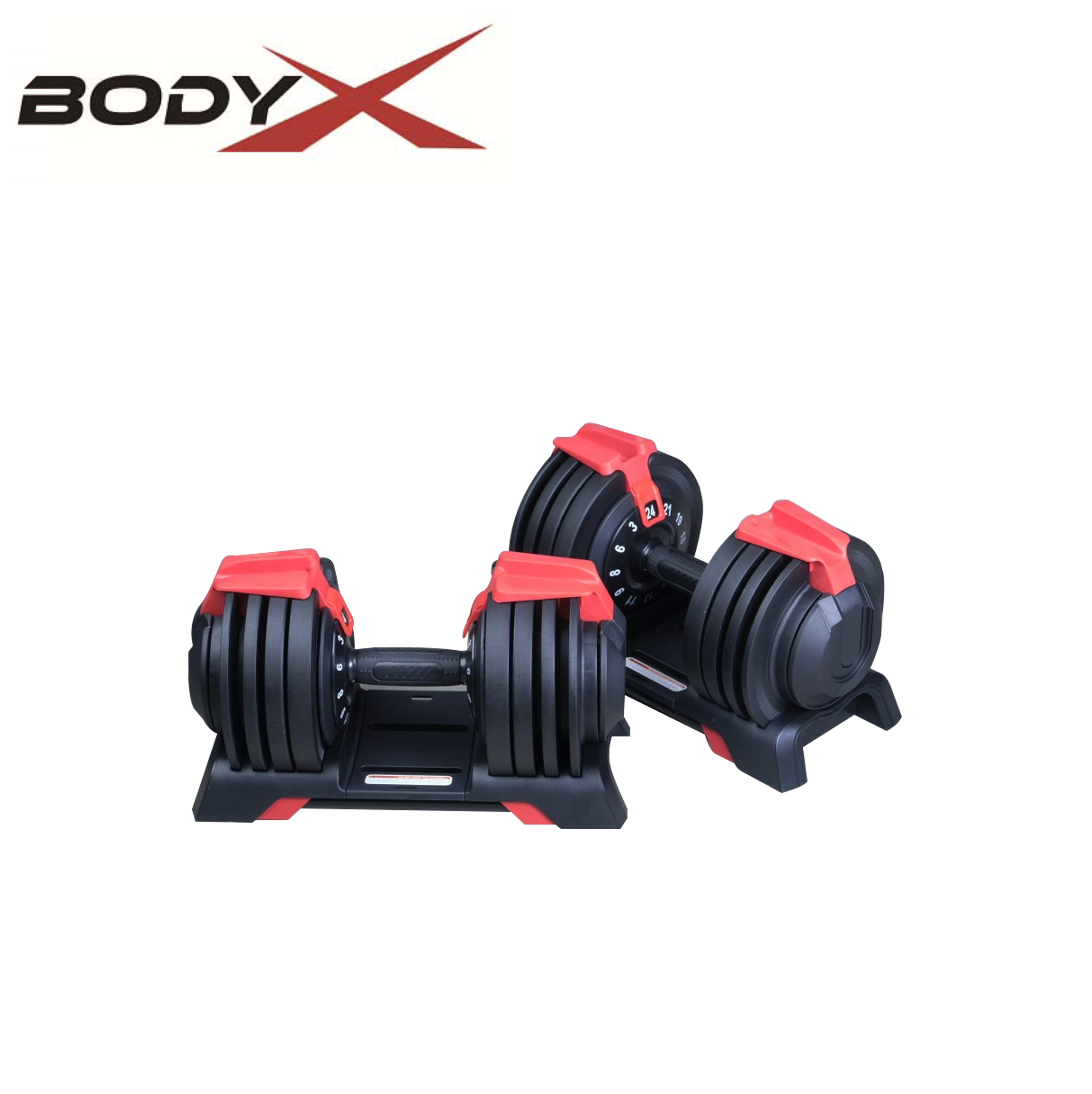 BEAD003 Elite Adjustable Dumbbells 3-24kg Red (pair)
