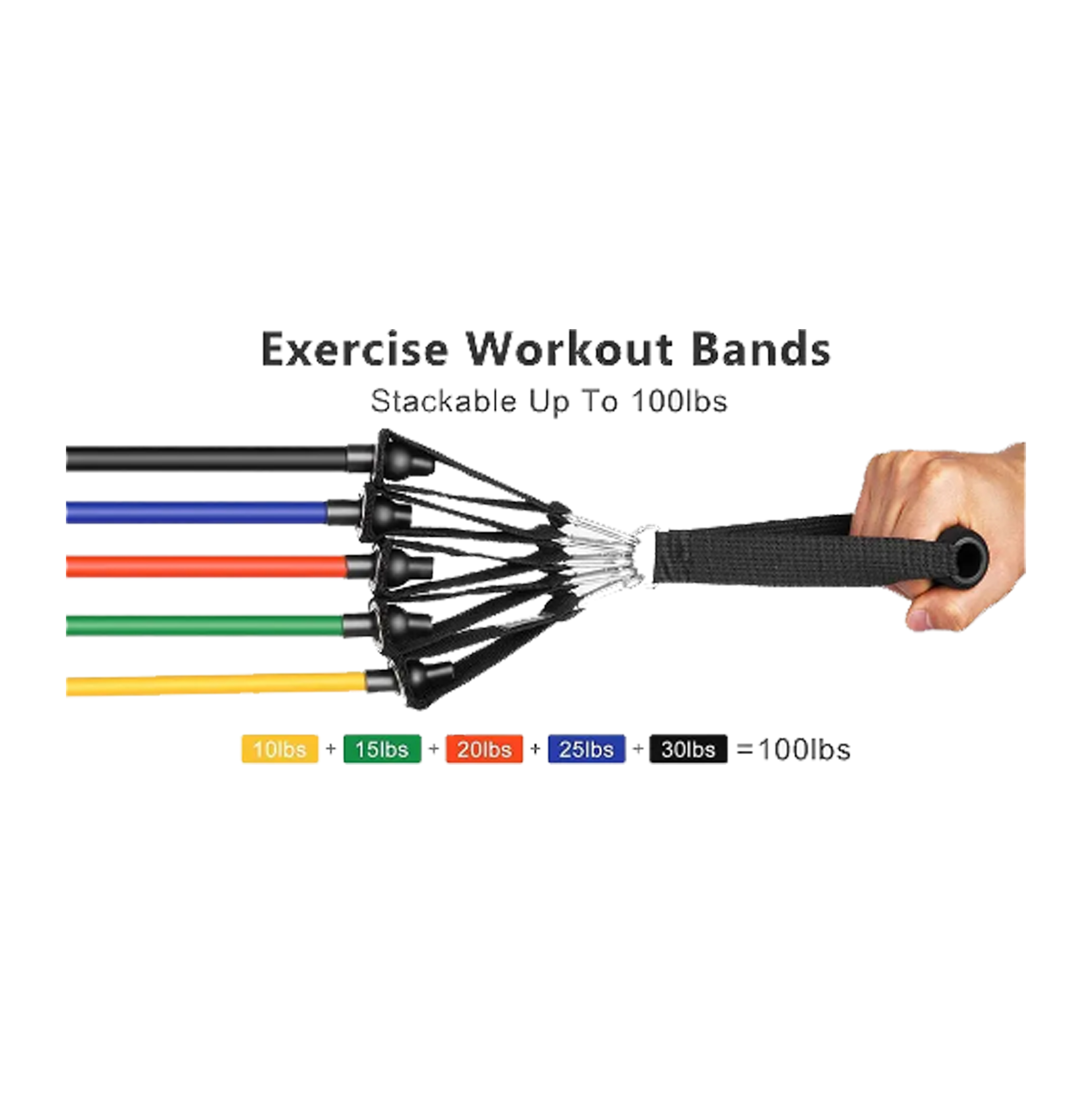 BR607 11pcs TPE Latex-Free  Elastic Heavy Duty Resistance Tube Bands Set for Gym Fitness Workout