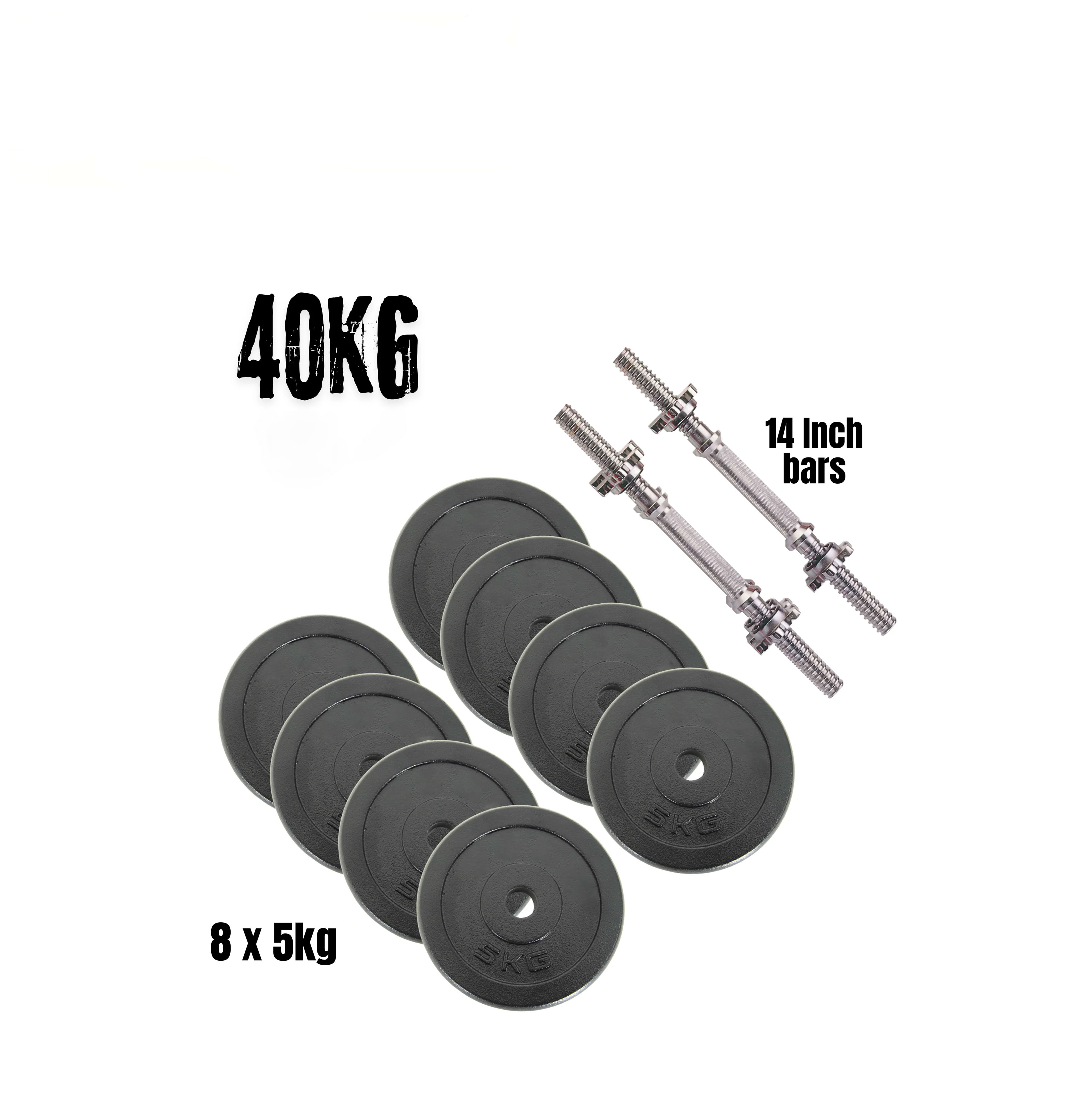 B2432 Fitness 40 KG Black Cast Iron Dumbbell Spinlock Set (2 X 20kg)