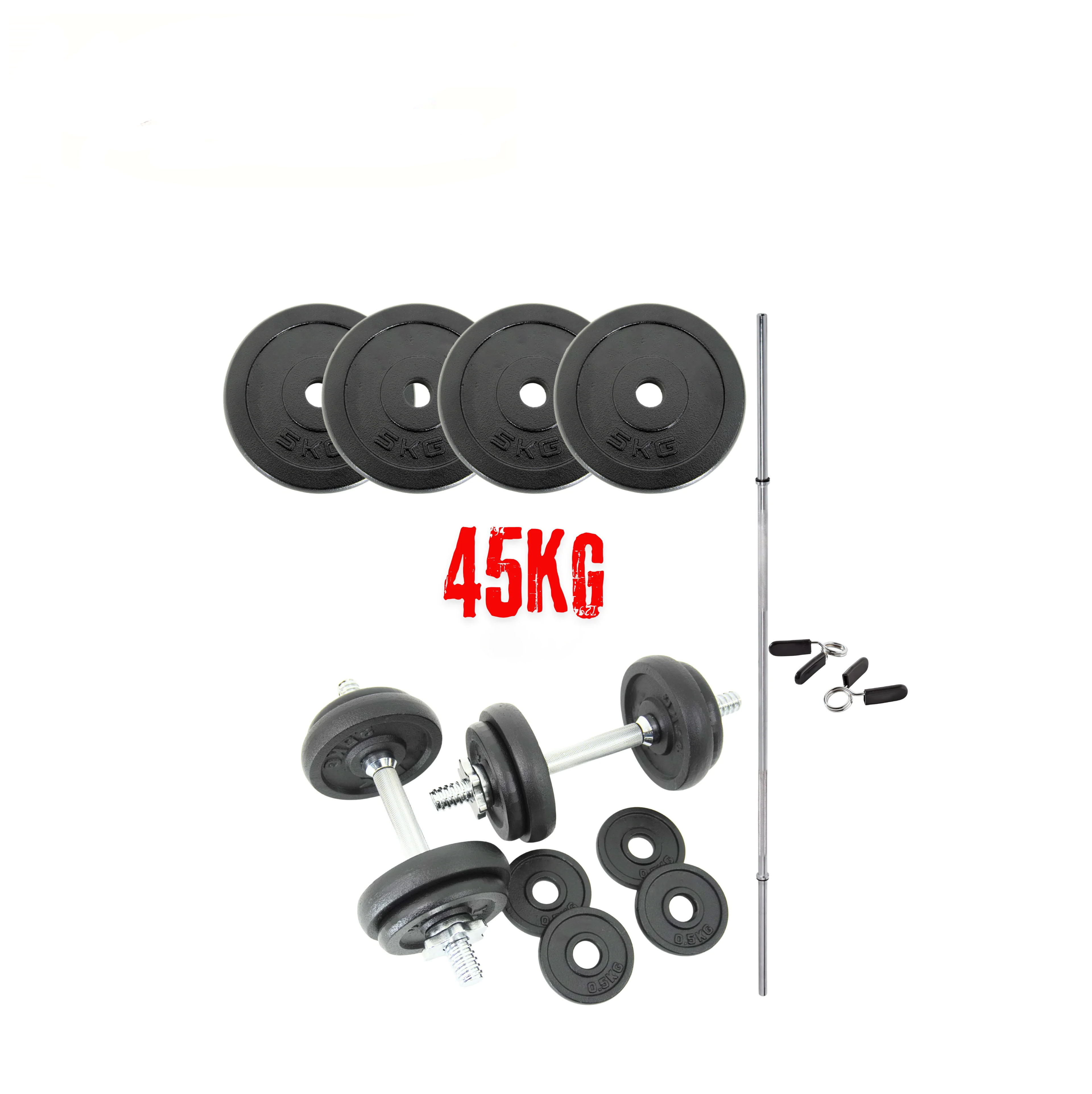 BYW85 Barbell 45kg Dumbbell & Solid Barbell Set
