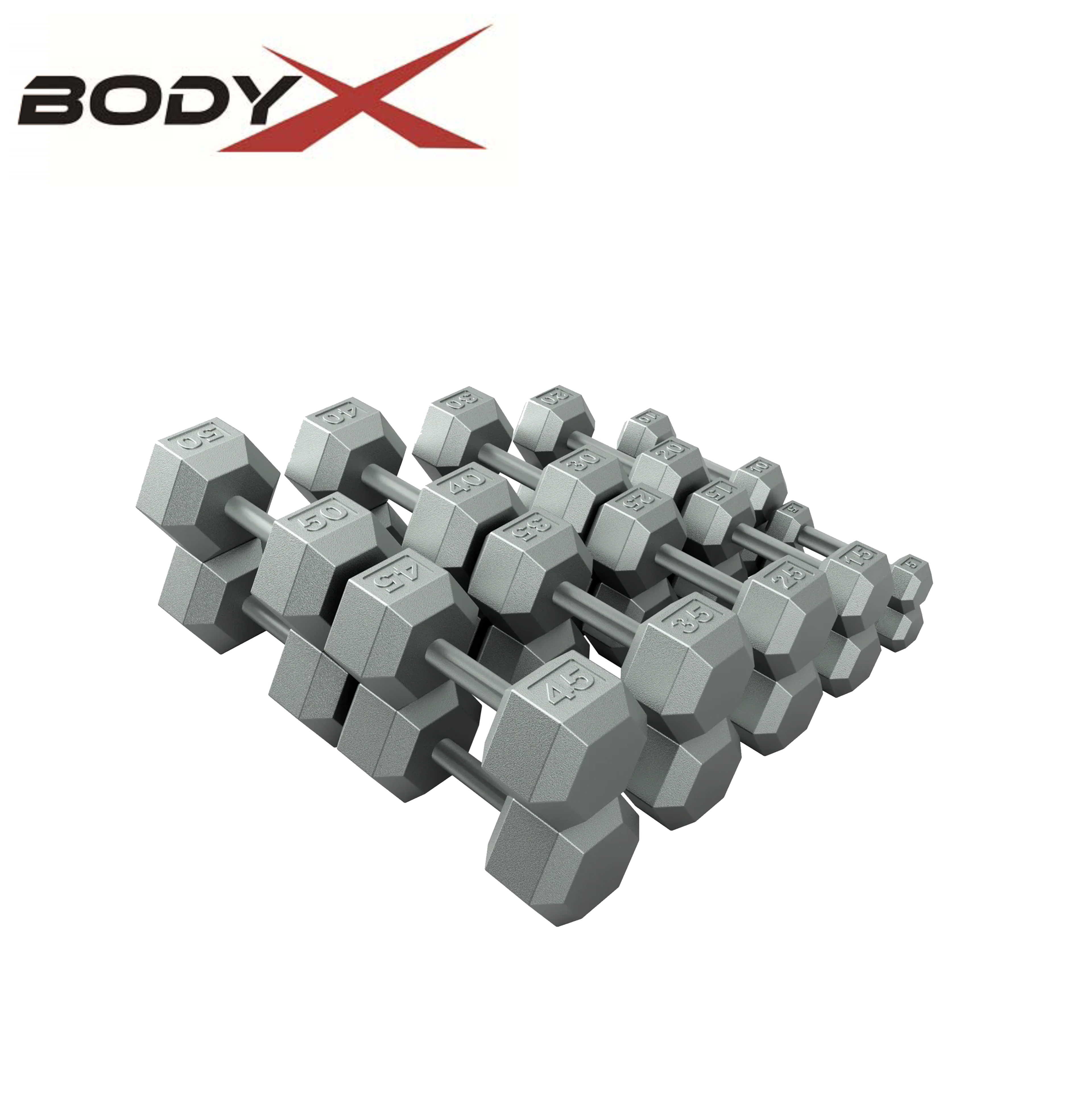 BIDH140 Commercial Hexagon Dumbbells Set 5lb to 100lb Gym Equipment Free Weights Rubber Coated Cast Iron Hex Dumbbells