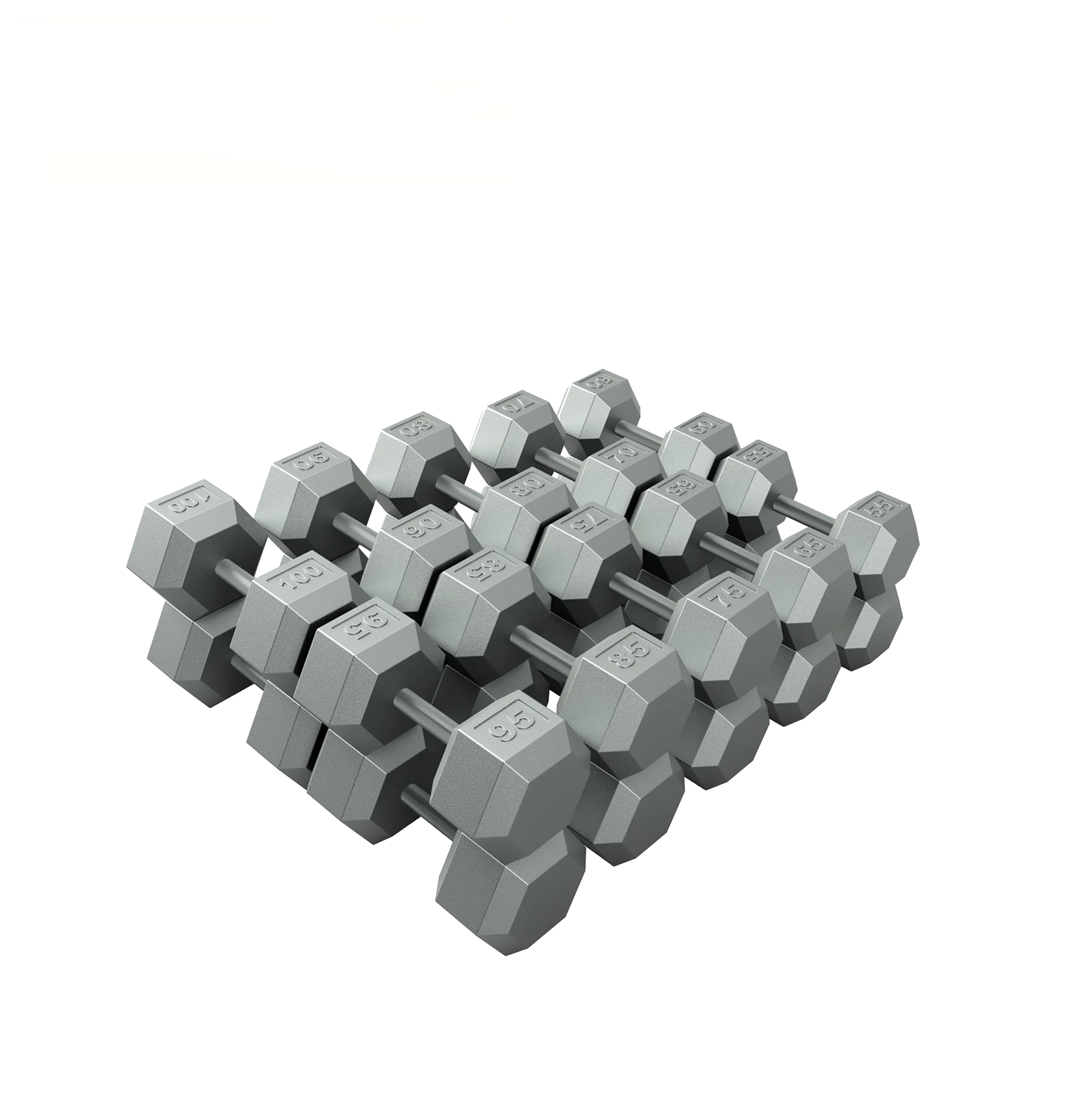 BIDH140 Commercial Hexagon Dumbbells Set 5lb to 100lb Gym Equipment Free Weights Rubber Coated Cast Iron Hex Dumbbells