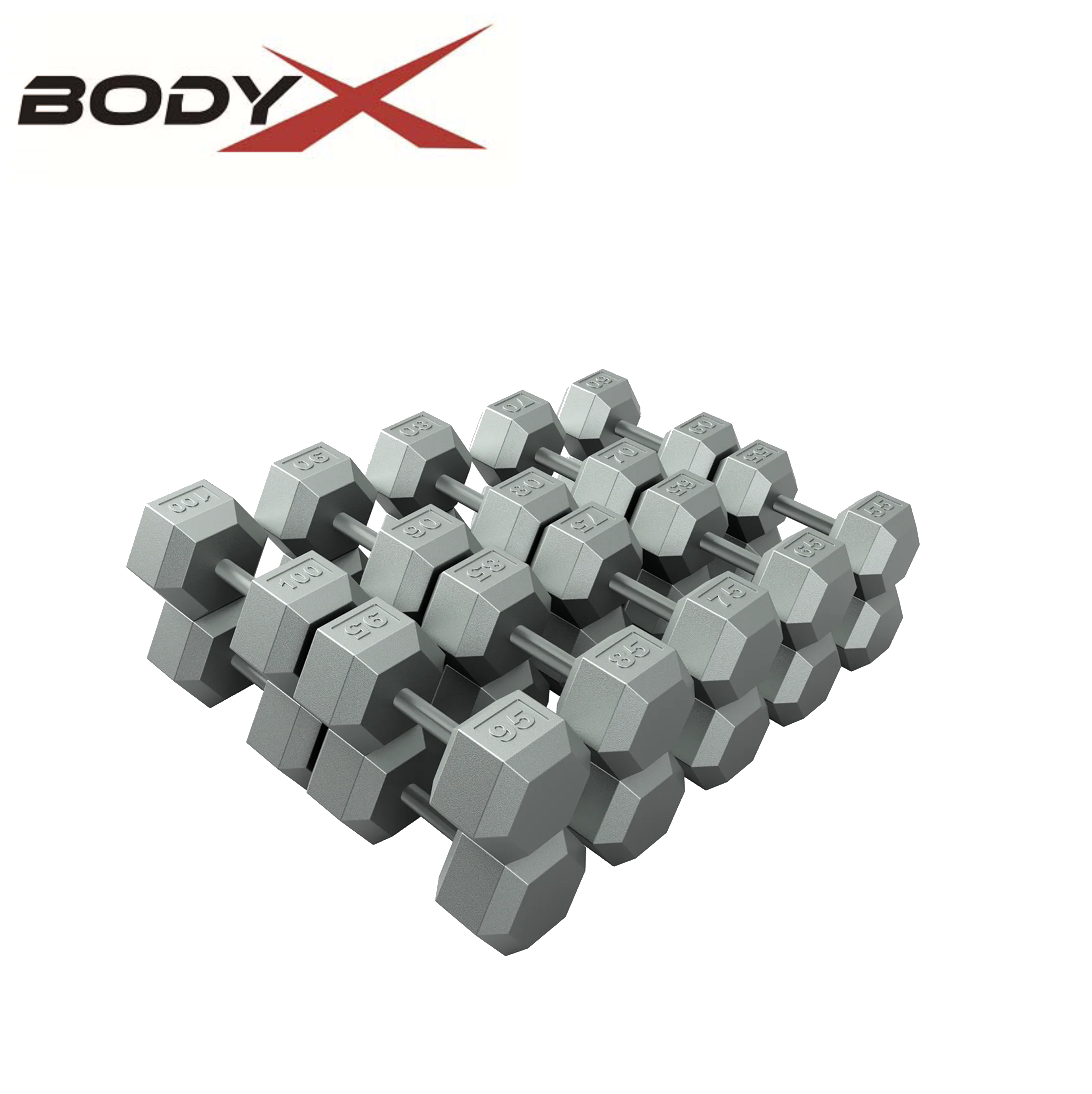 BIDH140 Commercial Hexagon Dumbbells Set 5lb to 100lb Gym Equipment Free Weights Rubber Coated Cast Iron Hex Dumbbells