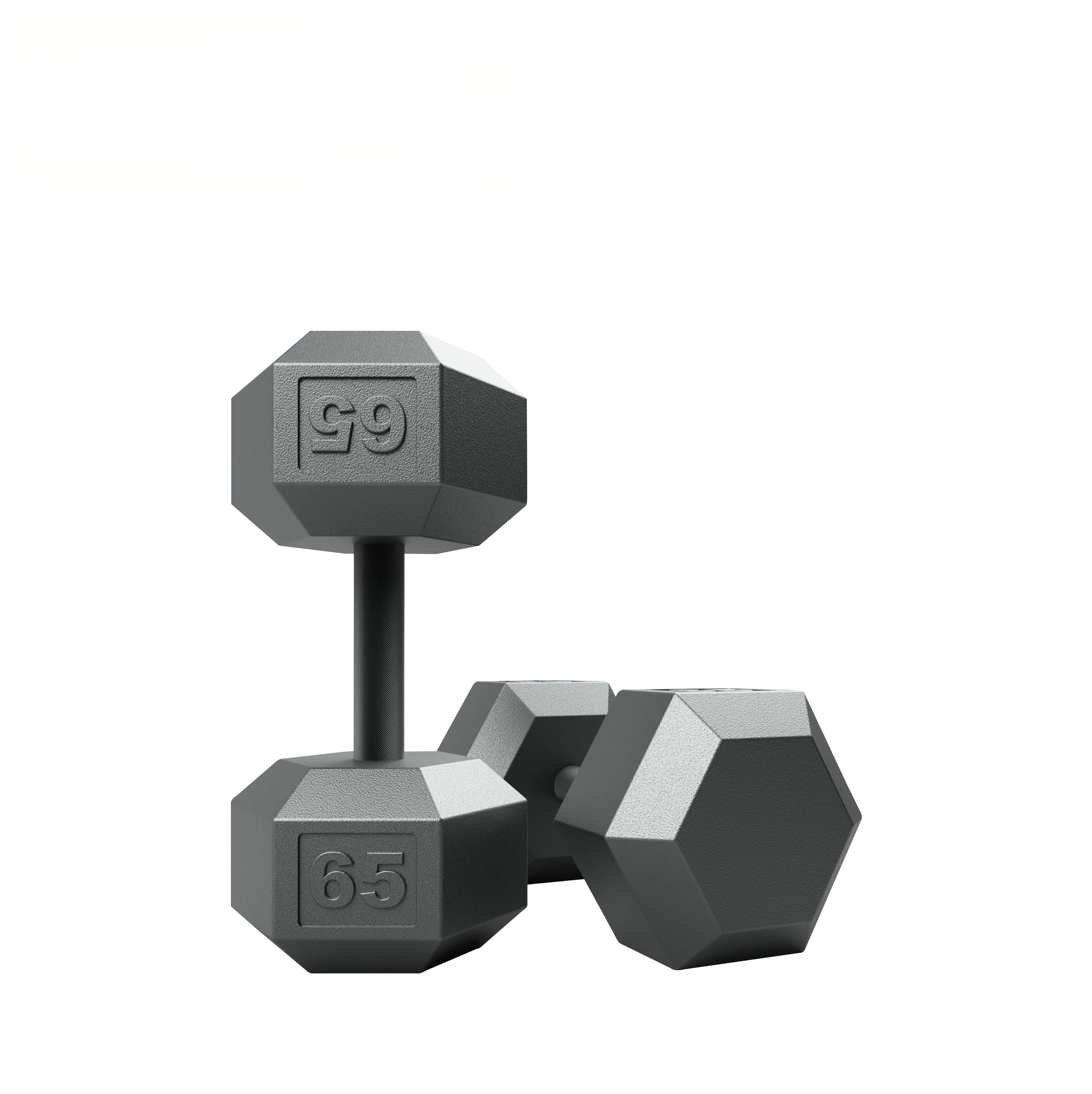BIDH140 Commercial Hexagon Dumbbells Set 5lb to 100lb Gym Equipment Free Weights Rubber Coated Cast Iron Hex Dumbbells