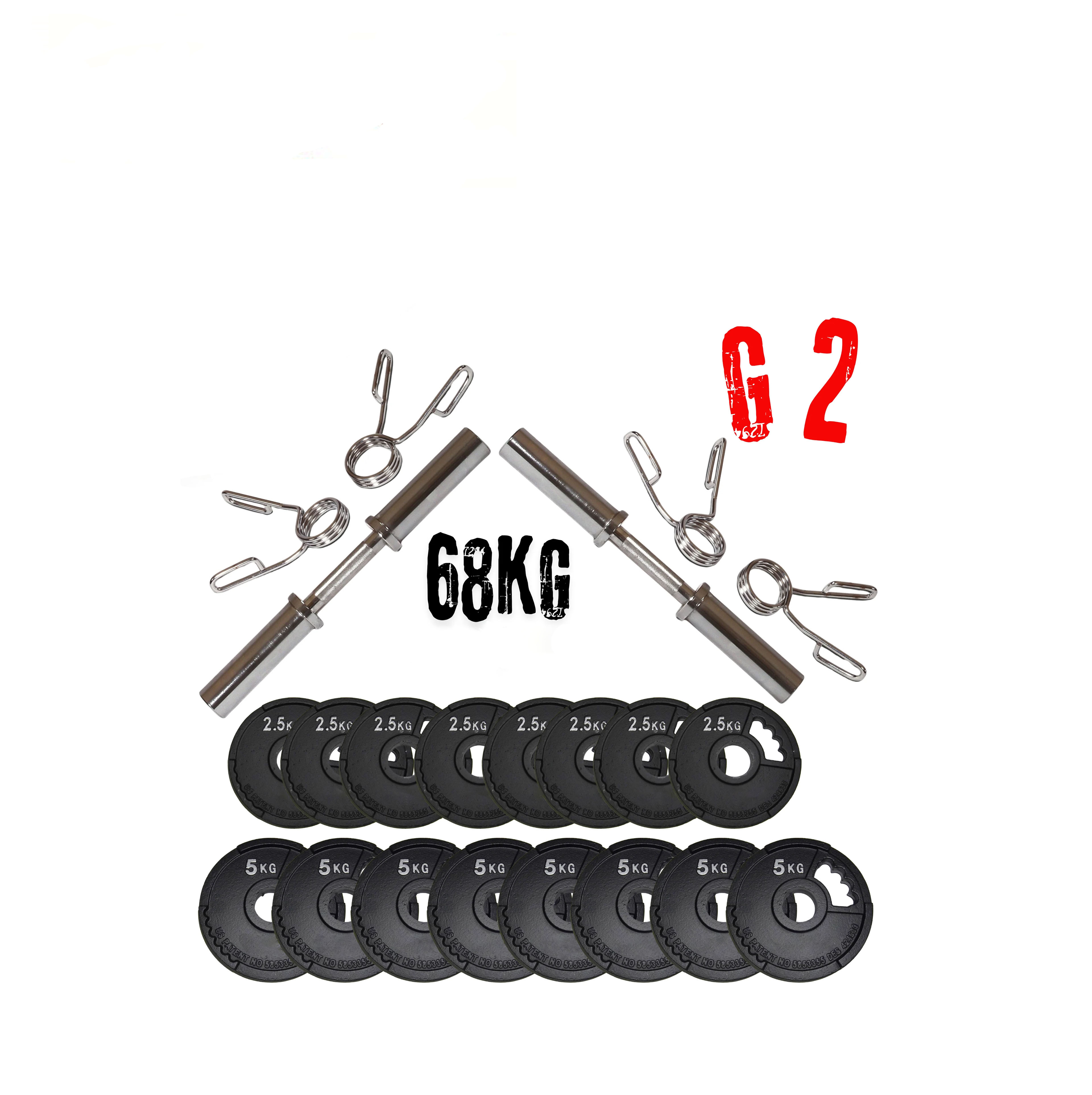 BYW15 Barbell G2 68kg Dumbbell Set BundleYork