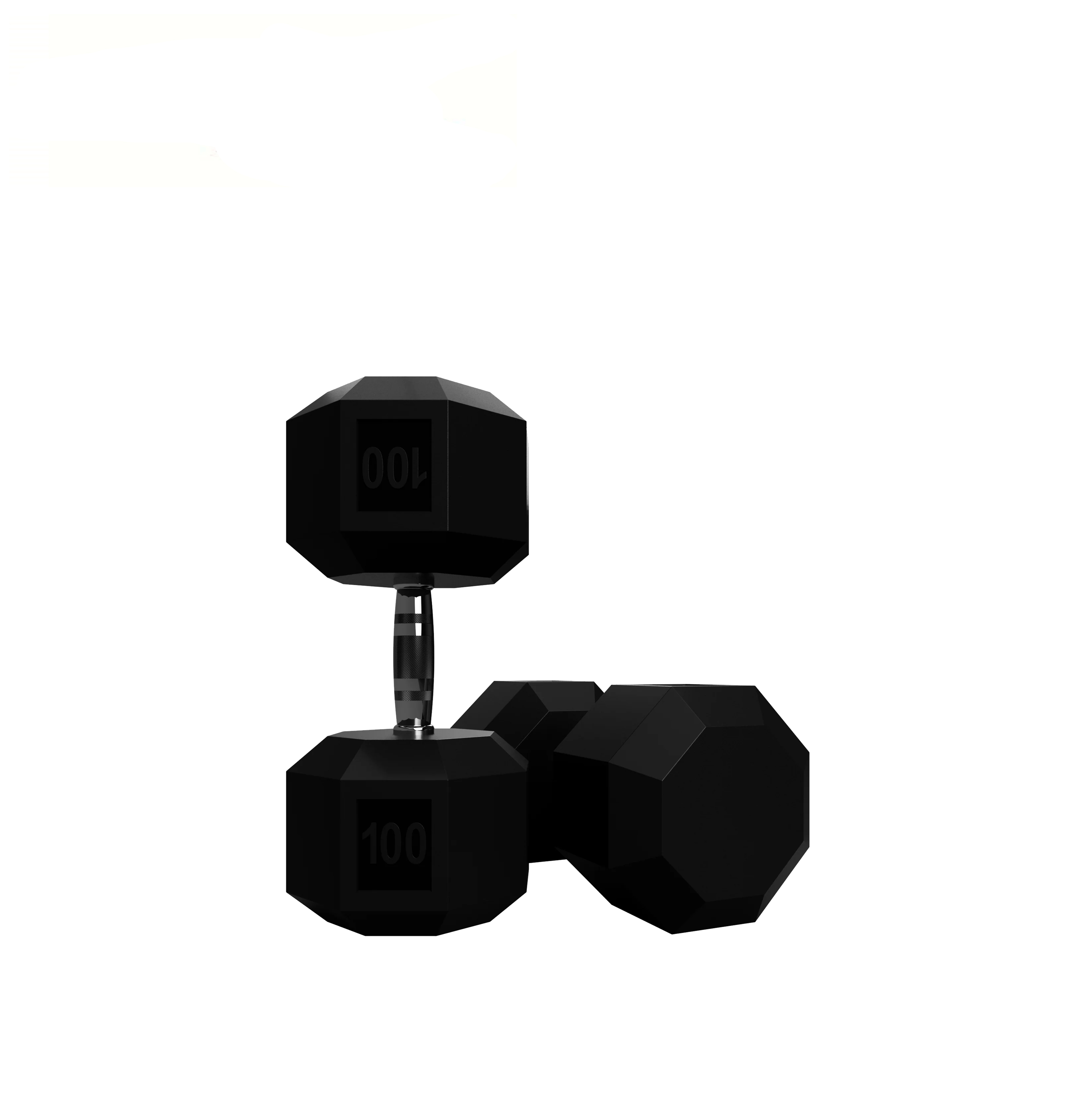 BSD-025R Hot Selling Custom Logo Black Rubber Hex Dumbbells 5lb-100lb Home Gym Weights Set