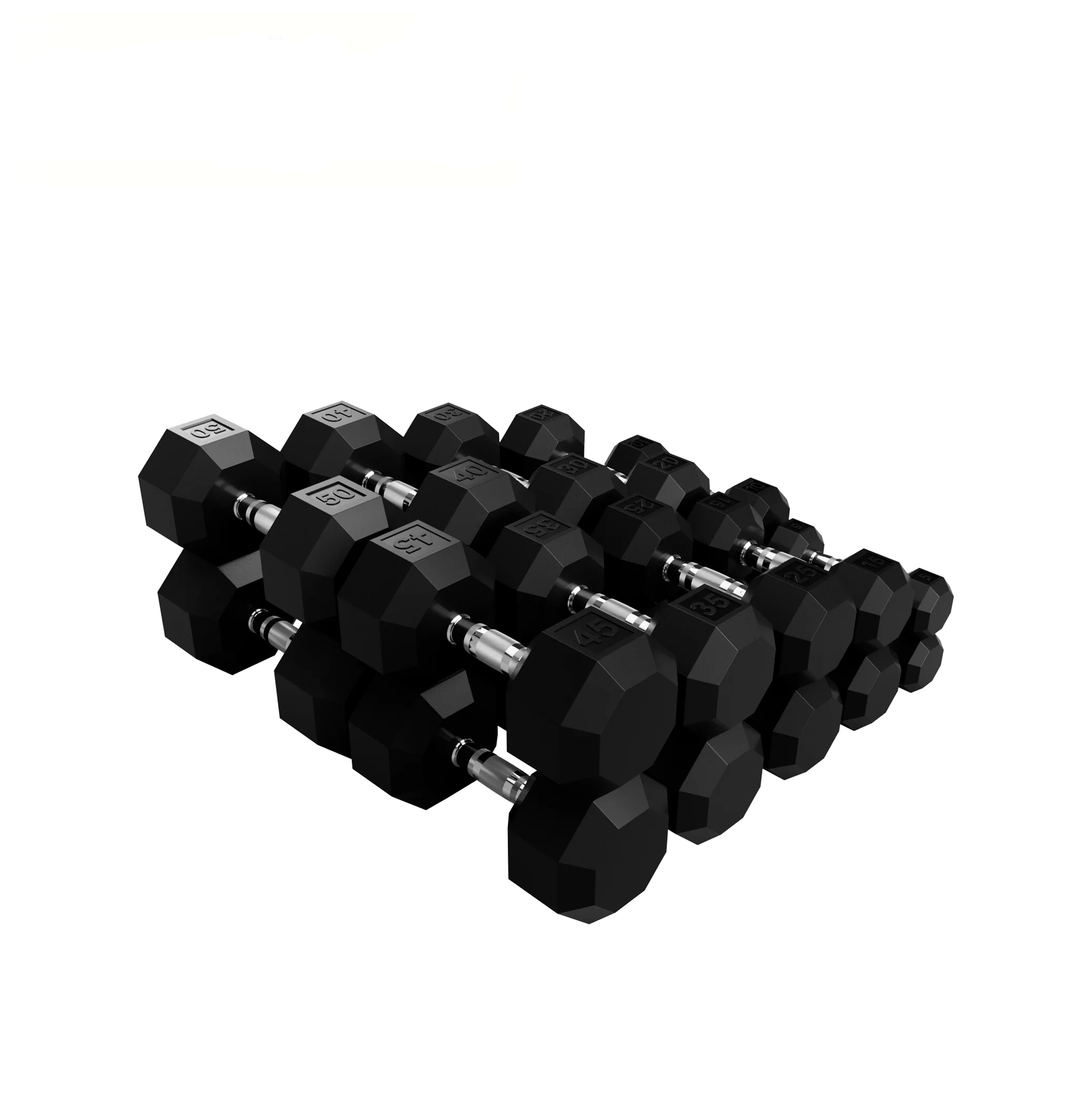 BSD-025R Hot Selling Custom Logo Black Rubber Hex Dumbbells 5lb-100lb Home Gym Weights Set
