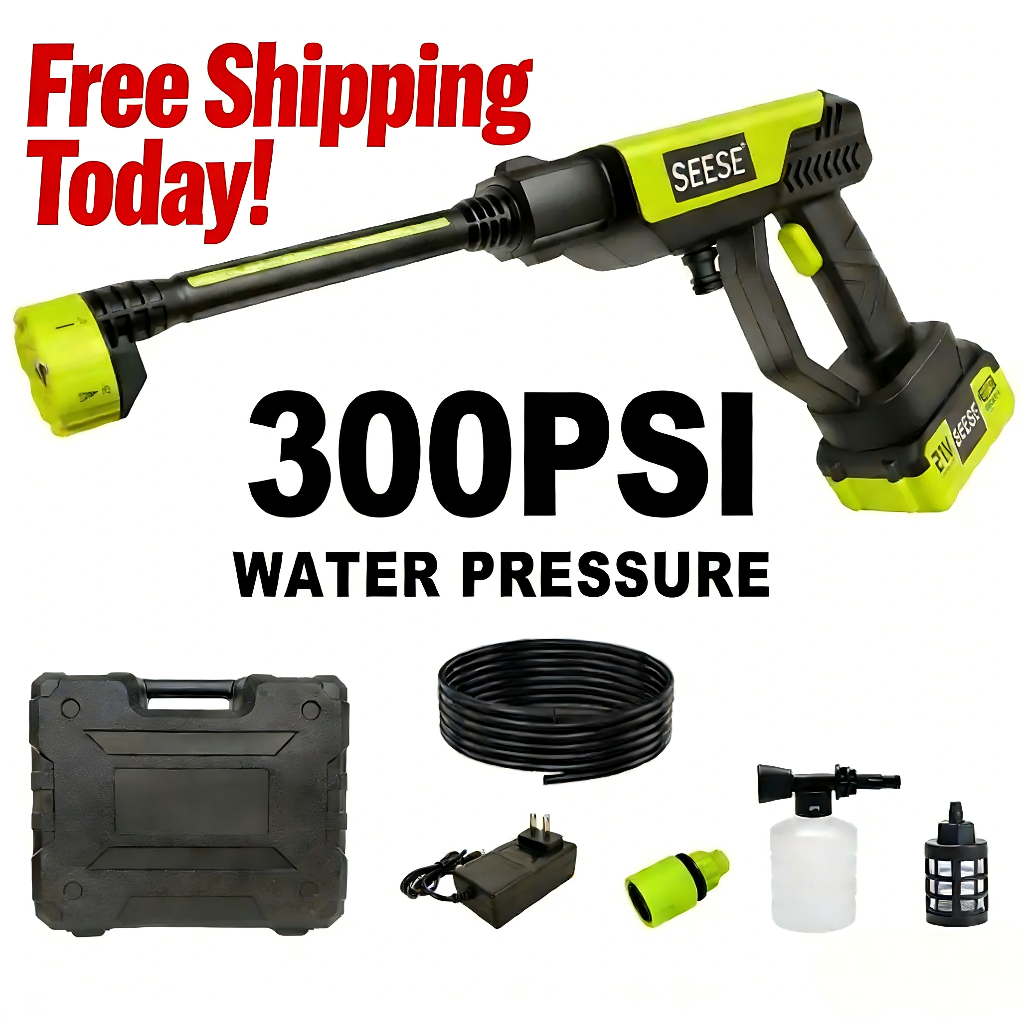 Cordless Pressure Washer with Charger Base, Portable Bottle Power Washer for Car, Home & Garden