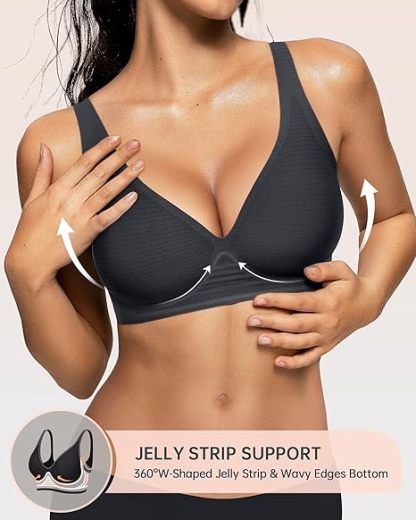 🎁🔥Womens Comfortable Wireless Bras Push Up Bralettes Seamless Tshirts Bras Deep V Everyday Bras