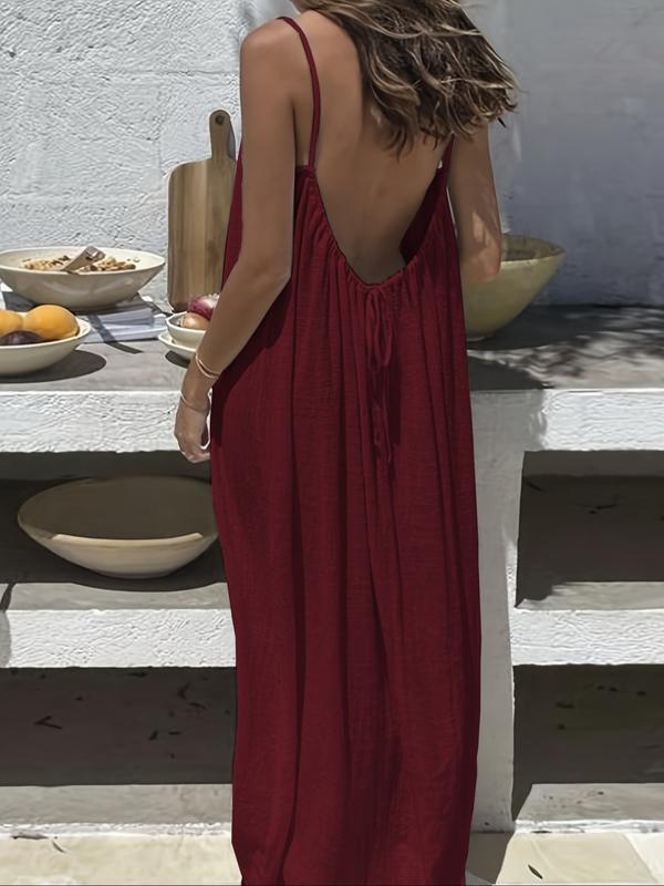 Women's Solid Color Cami Lounge Dress - Comfy Slip Dress