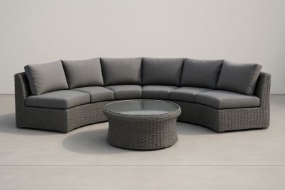 Set da Giardino in Rattan Sintetico con Divano Angolare e Tavolino in Vetro