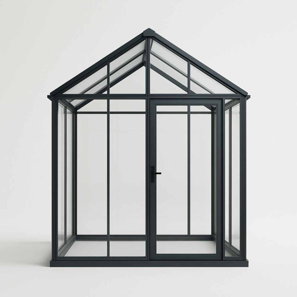 Serra in Alluminio e Vetro Temperato 200cm x 150cm x 220cm Struttura Nera