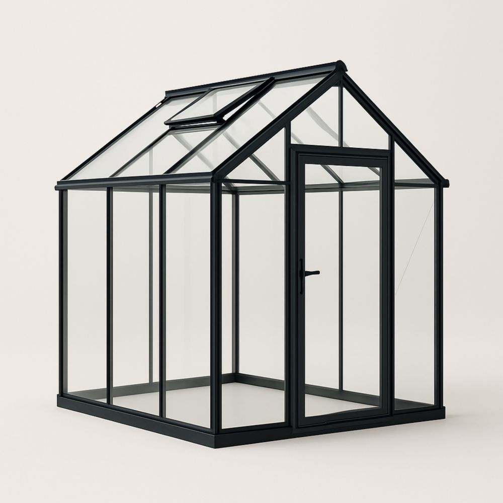 Serra in Alluminio e Vetro Temperato 200x200x250 cm Nero