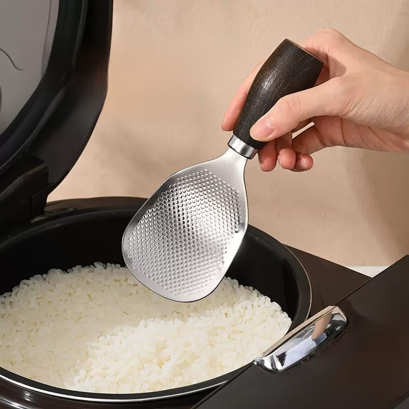 Antihaft-Reislöffel aus Edelstahl mit Standfuß