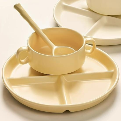 Hochwertiger Frühstücksteller mit Unterteilungen