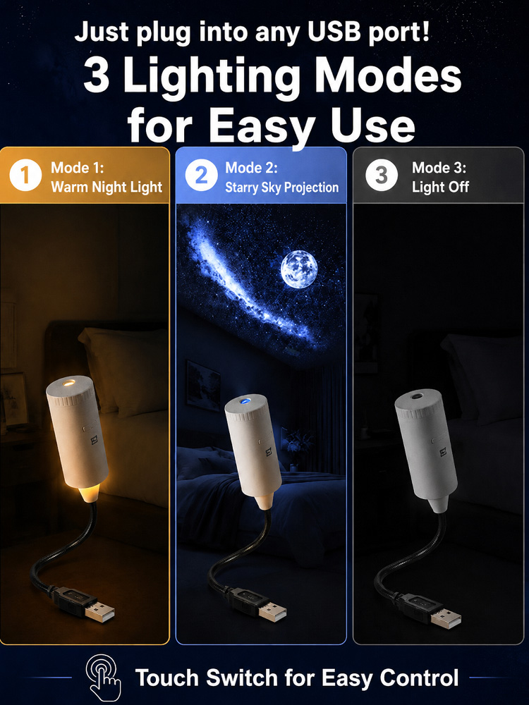 【Free shipping】HD Galaxy Star Projector with Full Moon | USB Plug-Play Car Ambient Light | 360 Flexible Gooseneck | FCC Certified Eye Safe 🌌🚗