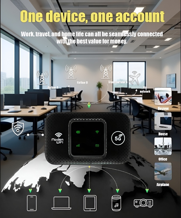 Portable 5G WiFi hotspot in use outdoors