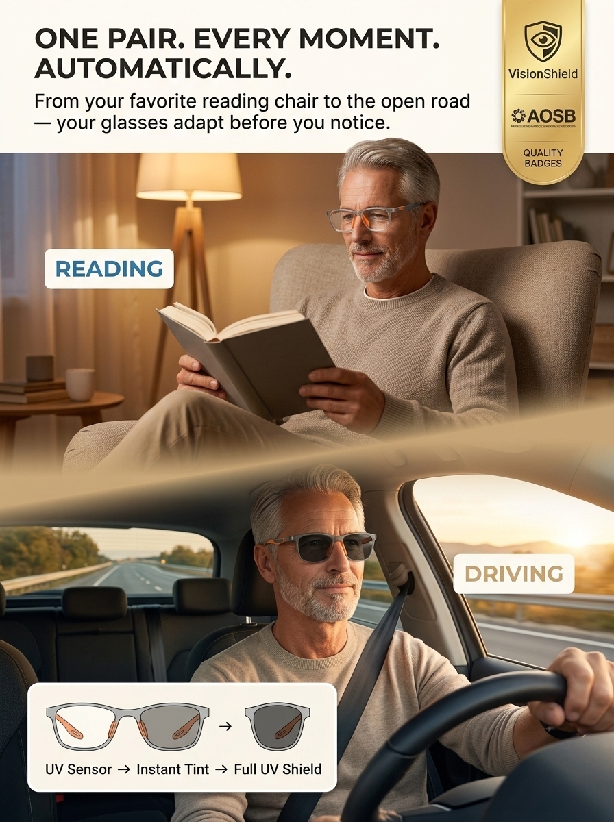 💰 Stop paying 10x prices at traditional optical shops! Auto-Focus (-10 to +10) Meets Instant Sun-Adaptive Lenses. Your Perfect Vision Starts Here.