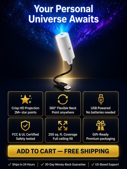 【Free shipping】HD Galaxy Star Projector with Full Moon | USB Plug-Play Car Ambient Light | 360 Flexible Gooseneck | FCC Certified Eye Safe 🌌🚗