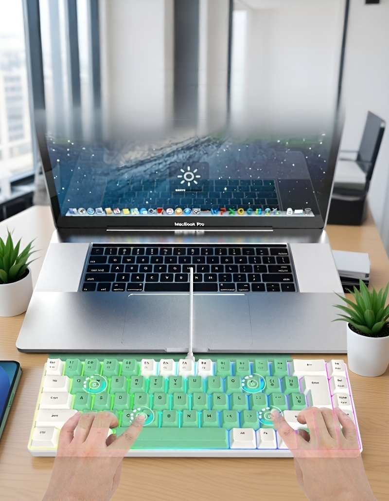 Side profile of 68-Key Mechanical Feel Gaming Keyboard