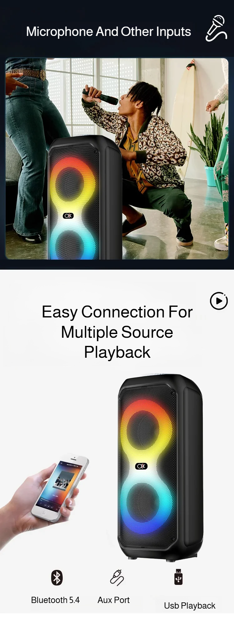 Bluetooth speaker featuring stereo sound and clear treble