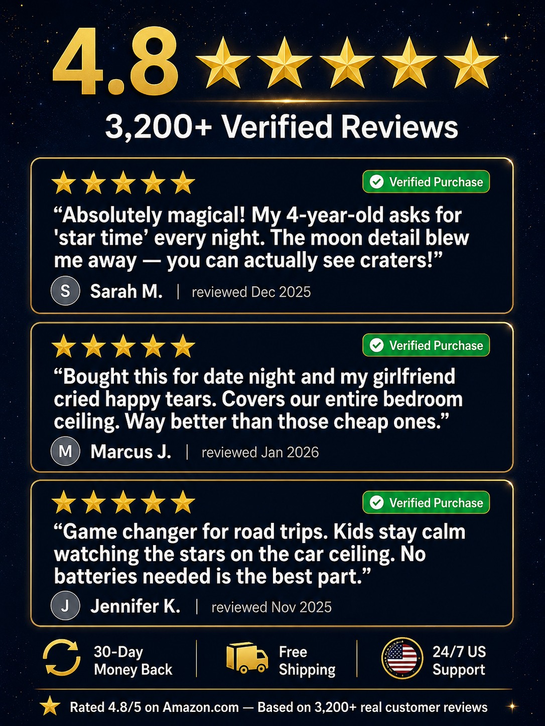 【Free shipping】HD Galaxy Star Projector with Full Moon | USB Plug-Play Car Ambient Light | 360 Flexible Gooseneck | FCC Certified Eye Safe 🌌🚗