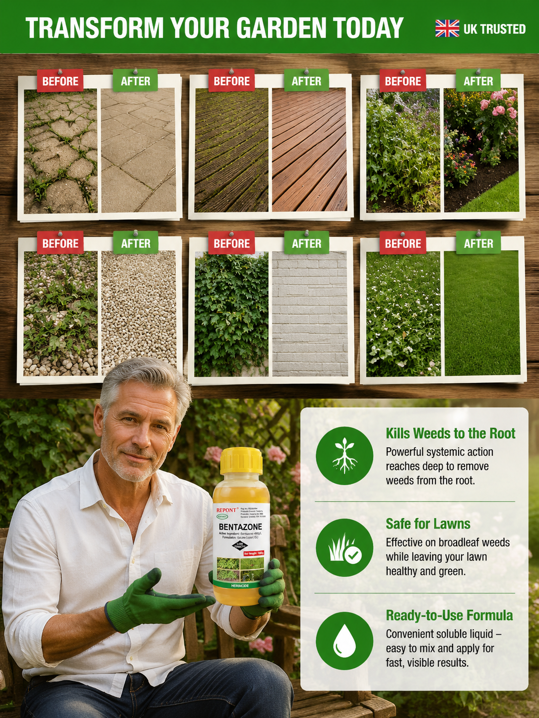 【BOGO Deal】🛡️Effective within 24 hours for root rot weeding, 🌿Won't harm crops, one bottle can be used for 2 acres.