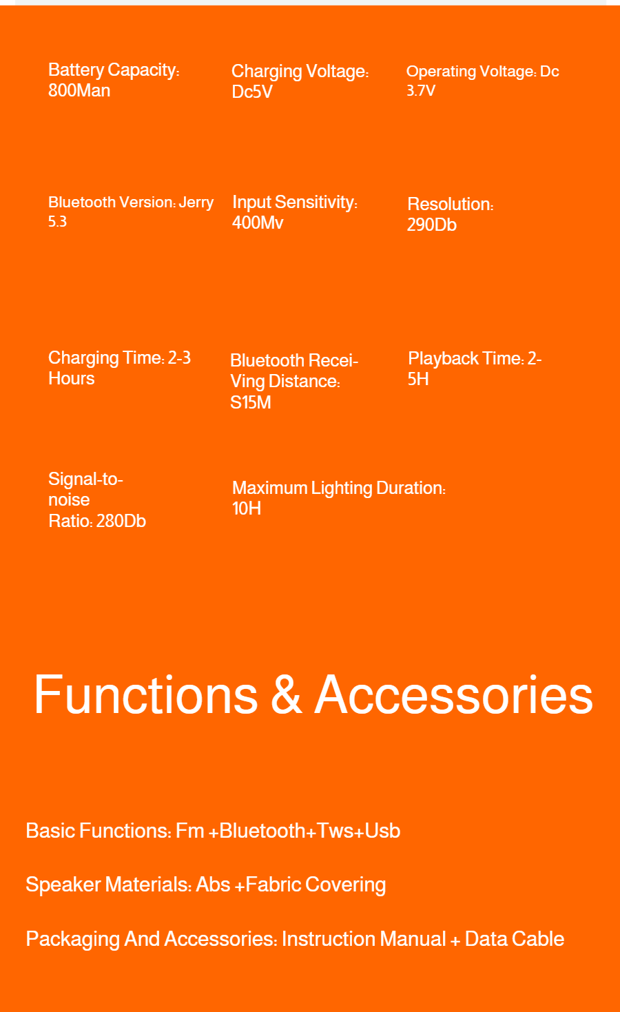 Portable Bluetooth speaker with charging cable