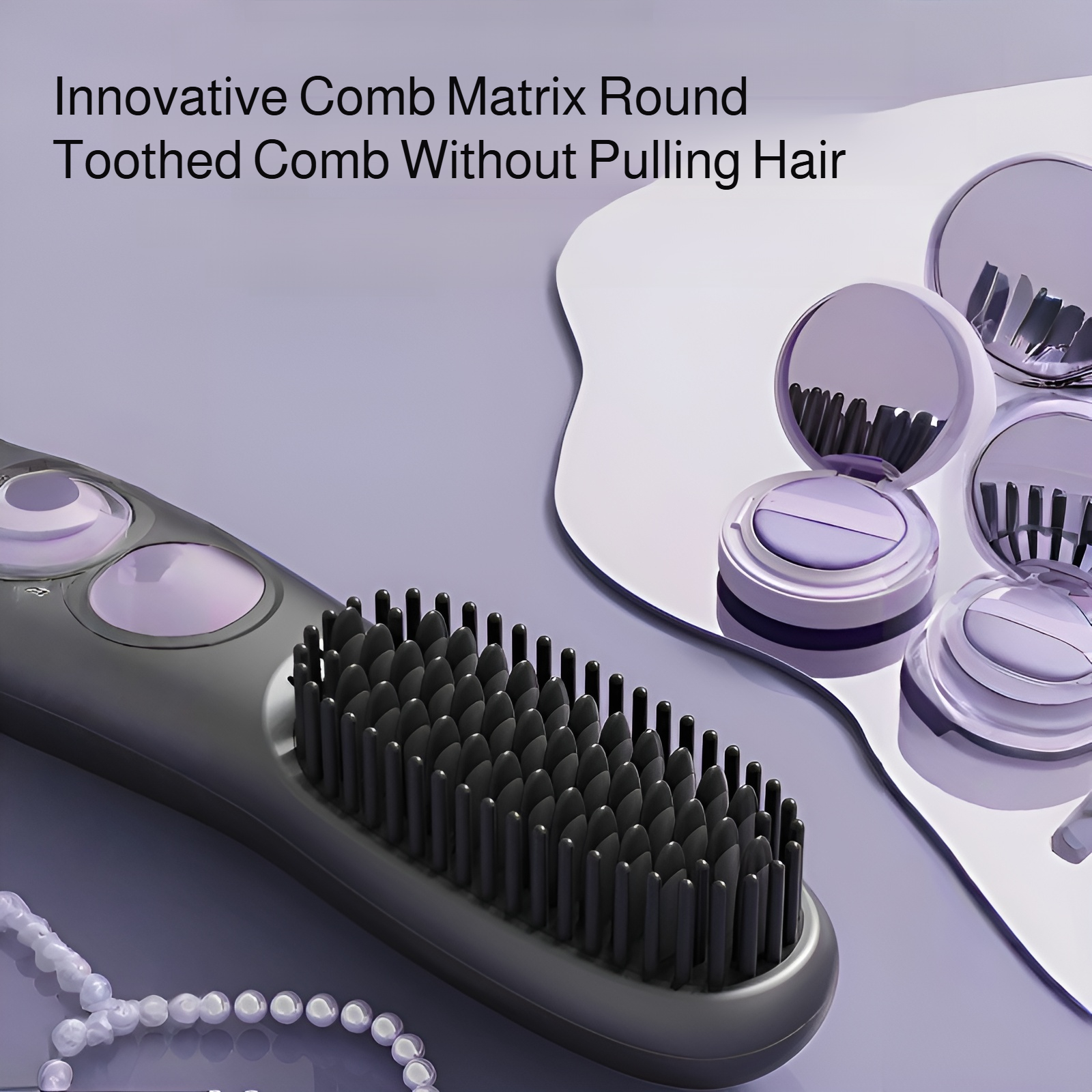 Cordless Ceramic Hair Straightener Brush with LCD Display